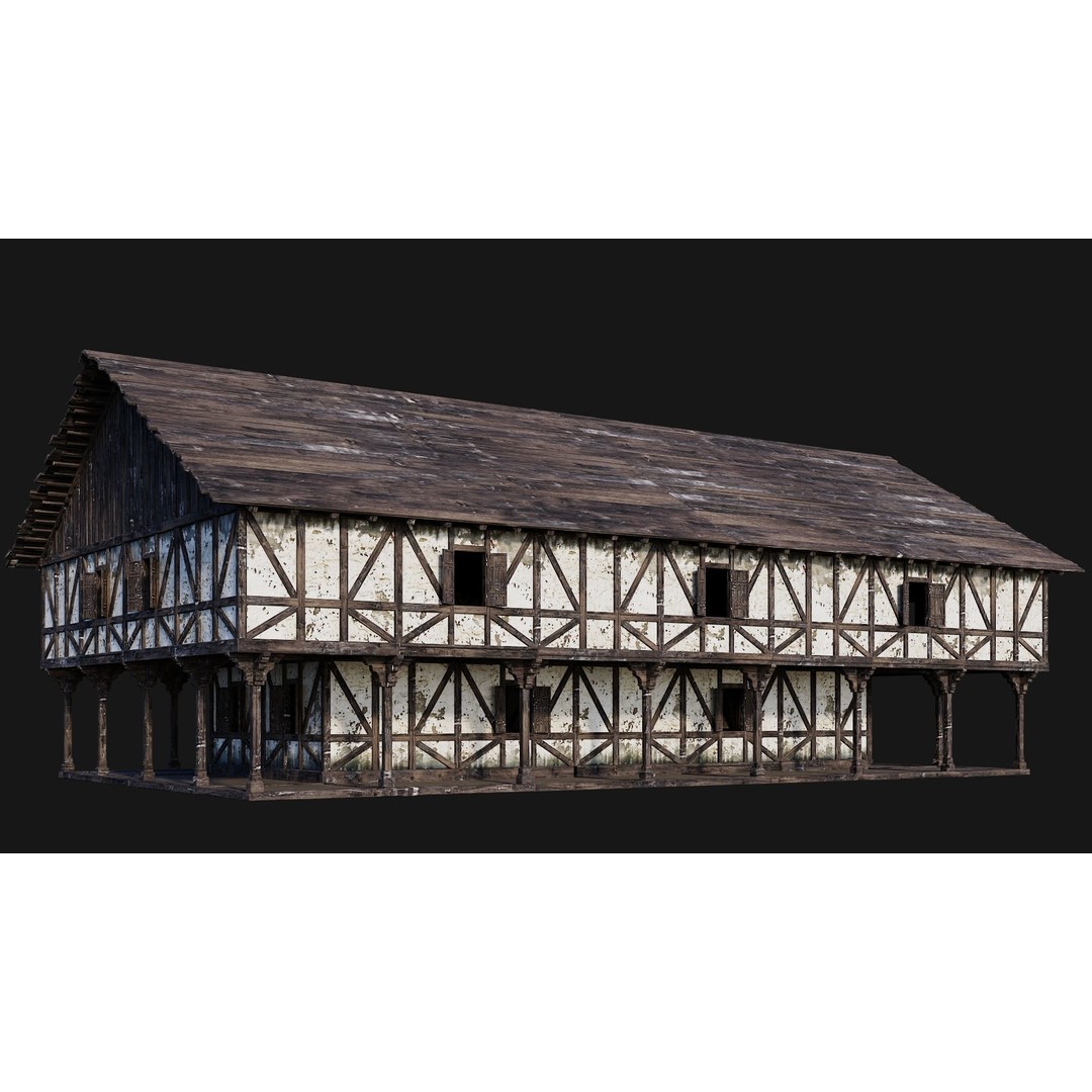 Old Medieval House 3D Model – Low Poly Game Ready, FBX, OBJ - View 10
