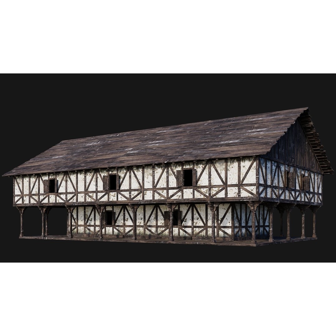 Old Medieval House 3D Model – Low Poly Game Ready, FBX, OBJ - View 11