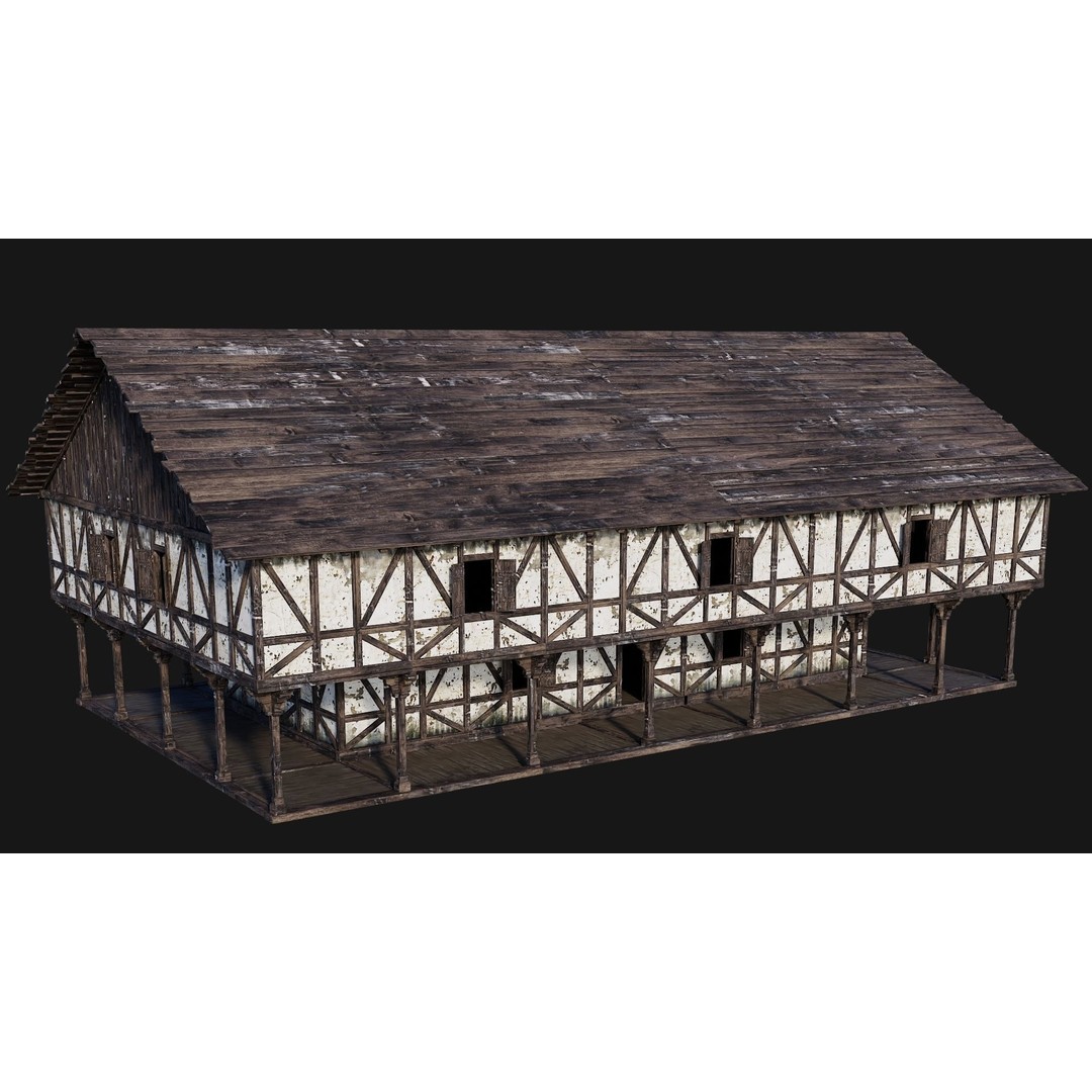 Old Medieval House 3D Model – Low Poly Game Ready, FBX, OBJ - View 12