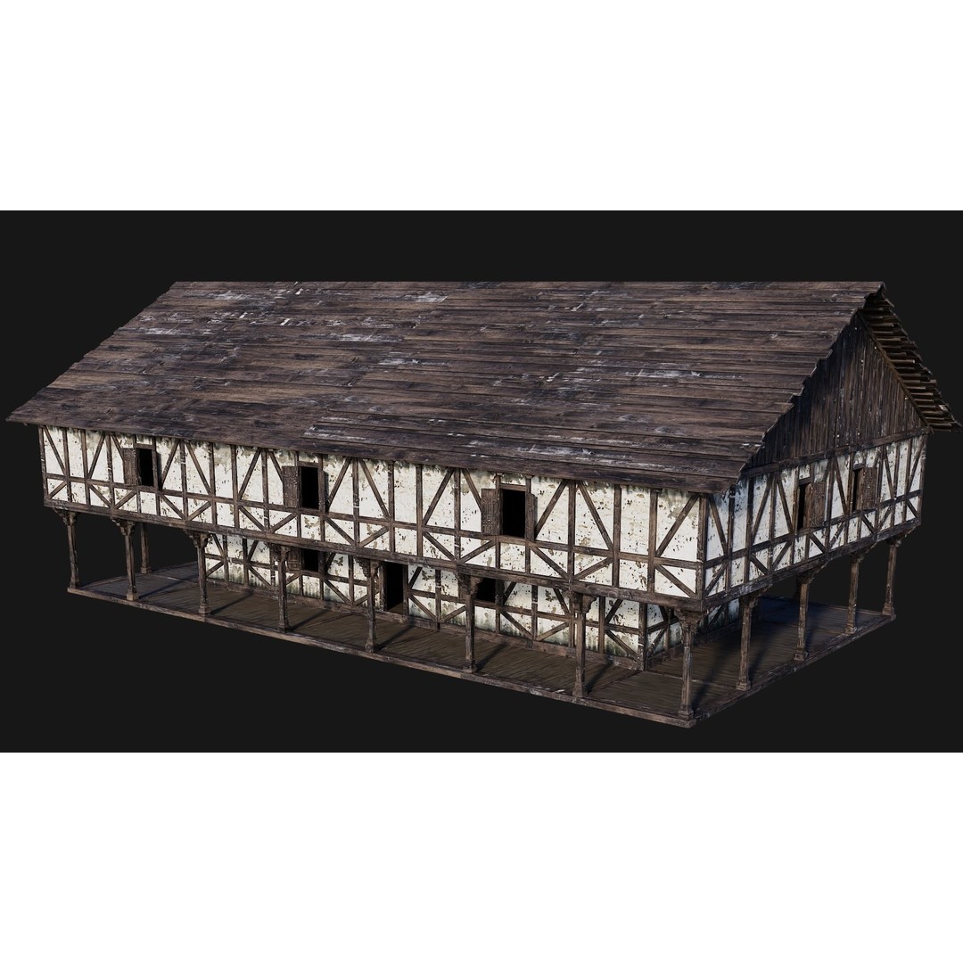 Old Medieval House 3D Model – Low Poly Game Ready, FBX, OBJ - View 13
