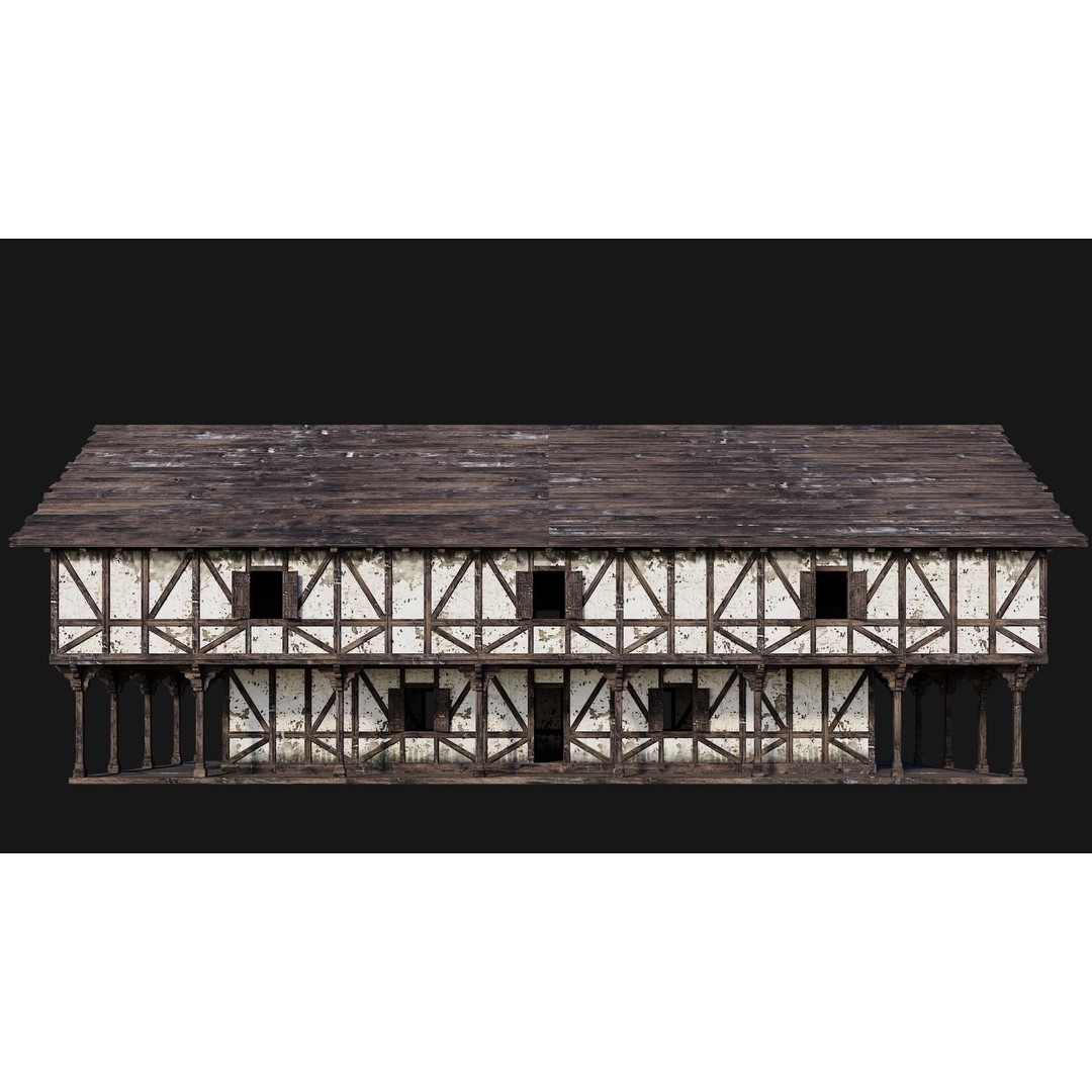 Old Medieval House 3D Model – Low Poly Game Ready, FBX, OBJ - View 4