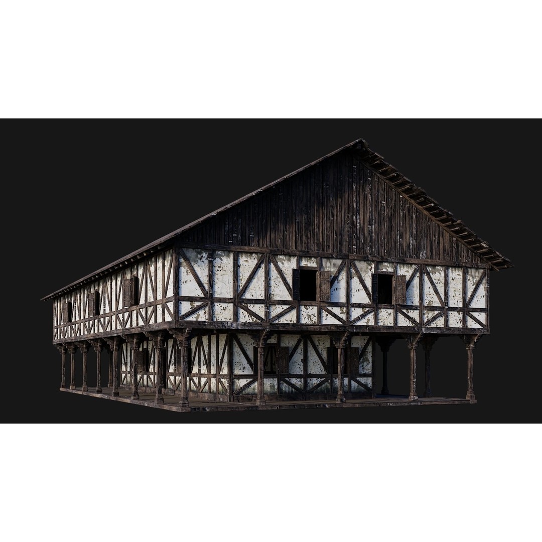 Old Medieval House 3D Model – Low Poly Game Ready, FBX, OBJ - View 5