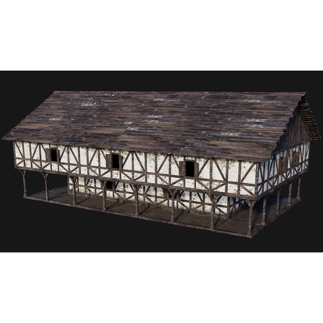 Old Medieval House 3D Model – Low Poly Game Ready, FBX, OBJ - View 8