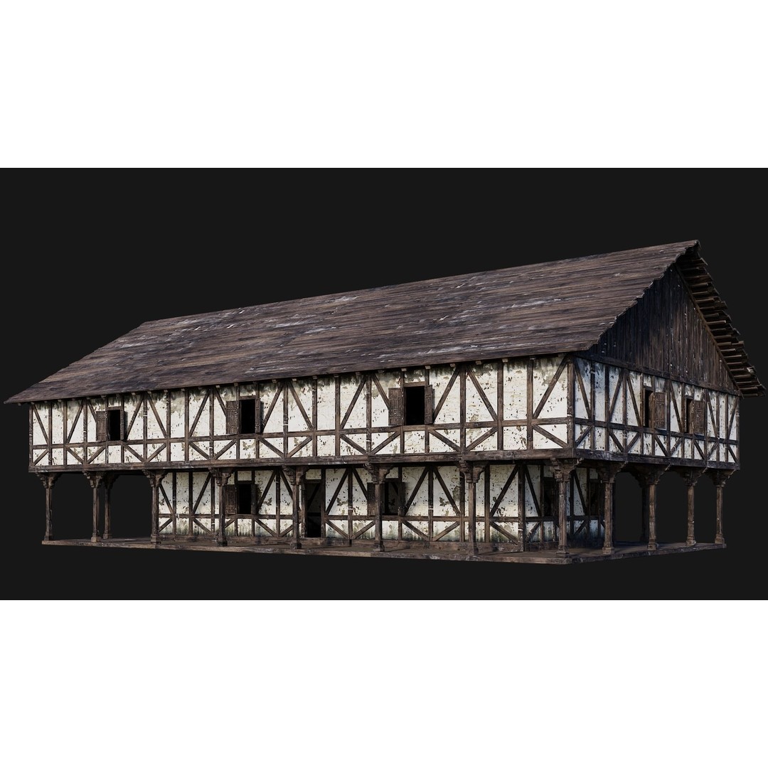 Old Medieval House 3D Model – Low Poly Game Ready, FBX, OBJ - View 9