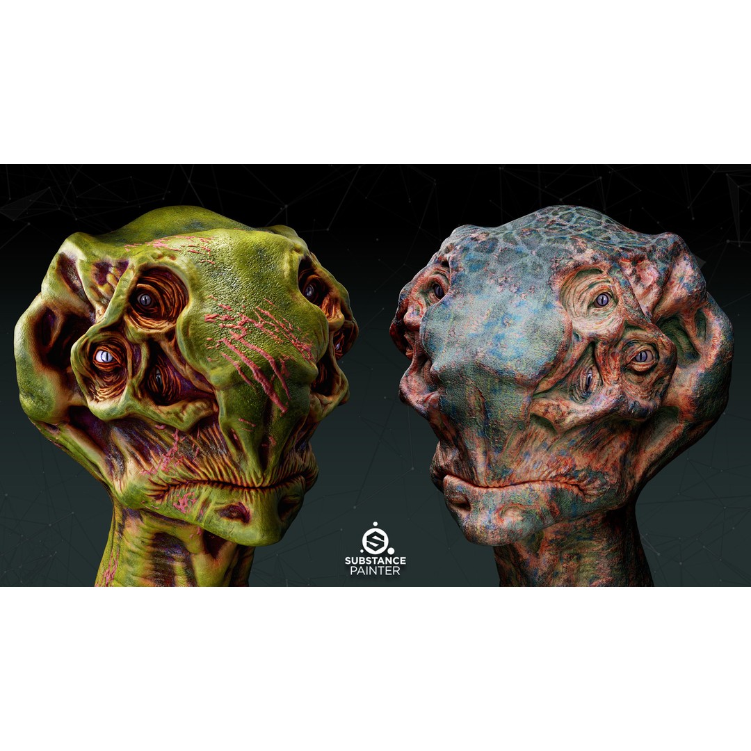 Creature Skin Smart Materials 3D Model – High-Detail Textures, Substance Painter