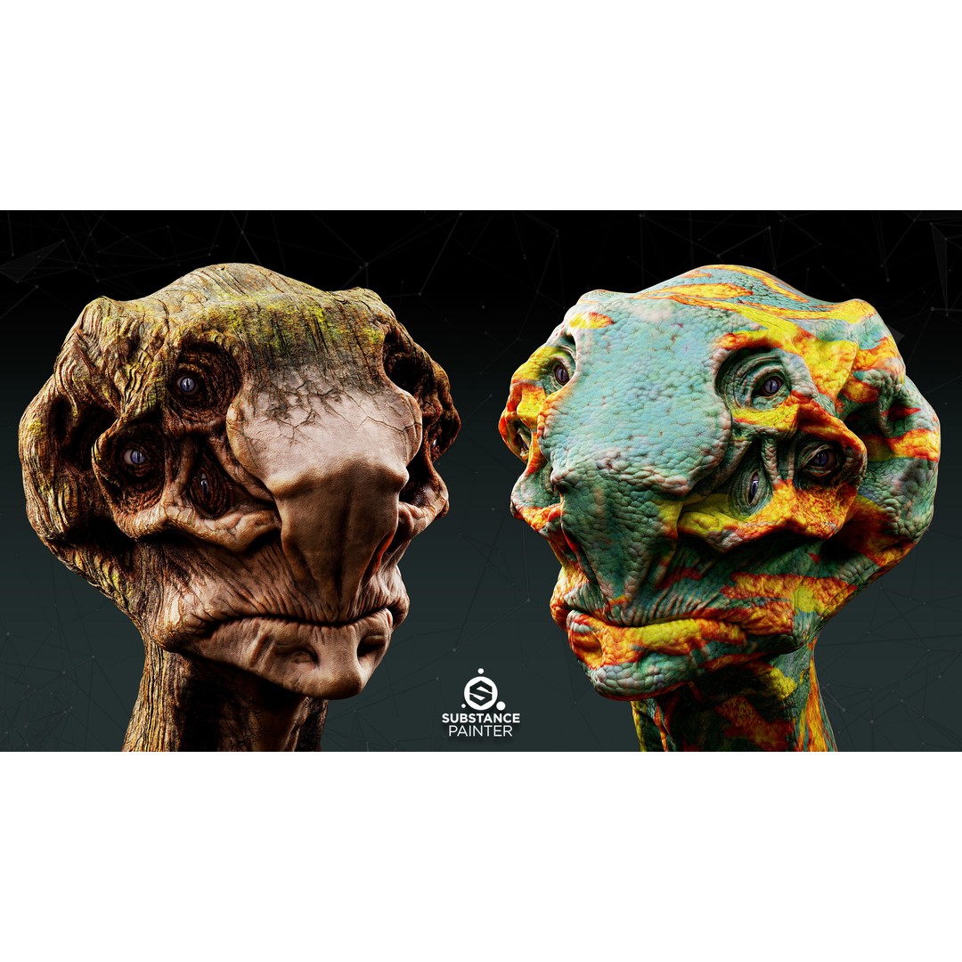 Creature Skin Smart Materials 3D Model – High-Detail Textures, Substance Painter - View 3