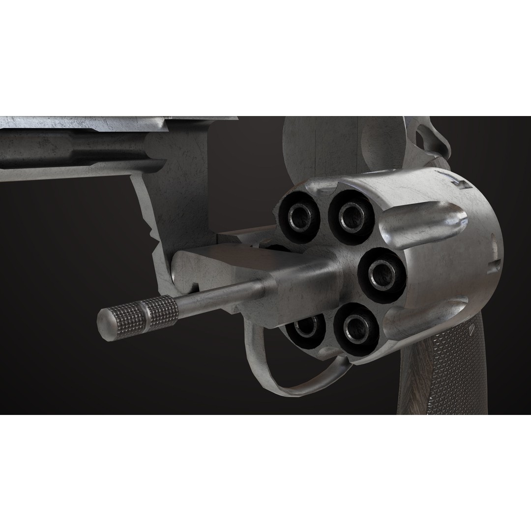 Colt Python Revolver 3D Model – Medium Silver Low Poly PBR Asset - View 15