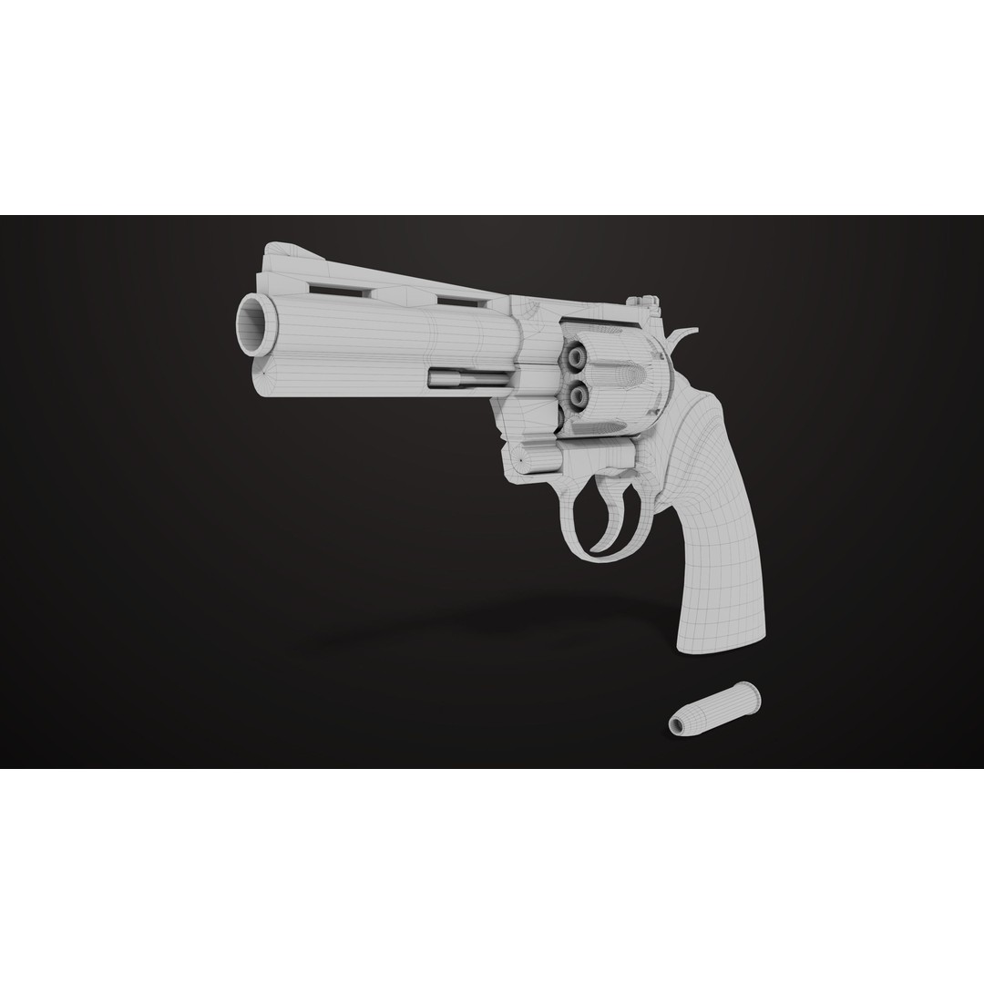 Colt Python Revolver 3D Model – Medium Silver Low Poly PBR Asset - View 17