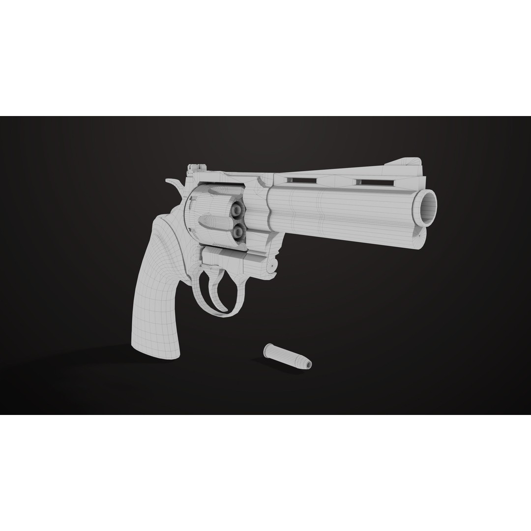 Colt Python Revolver 3D Model – Medium Silver Low Poly PBR Asset - View 19