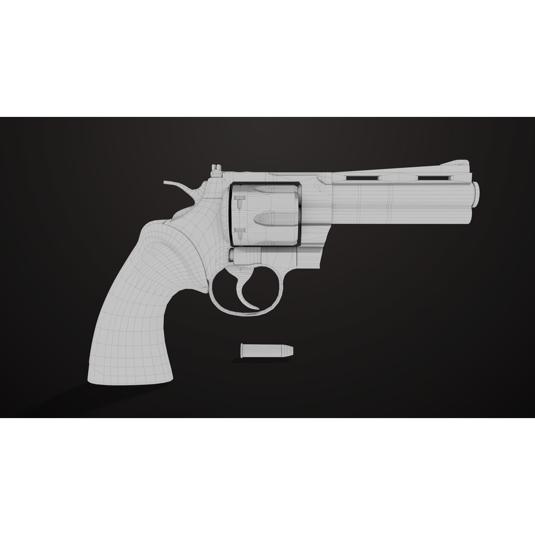 Colt Python Revolver 3D Model – Medium Silver Low Poly PBR Asset - View 20