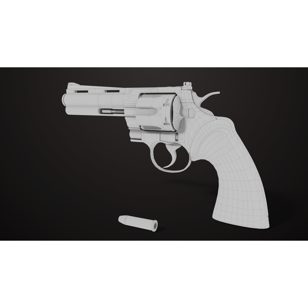 Colt Python Revolver 3D Model – Medium Silver Low Poly PBR Asset - View 21