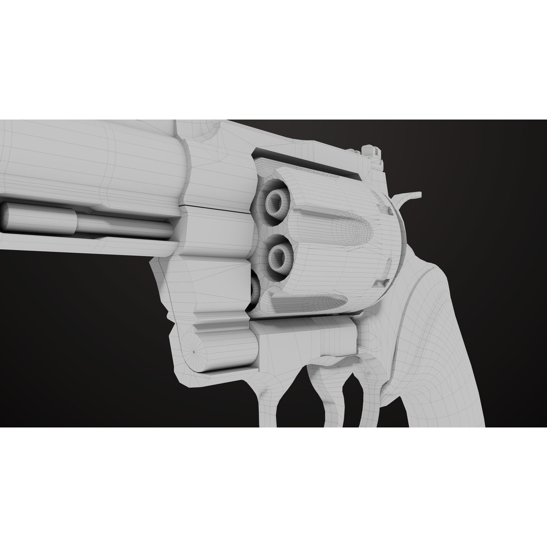 Colt Python Revolver 3D Model – Medium Silver Low Poly PBR Asset - View 23
