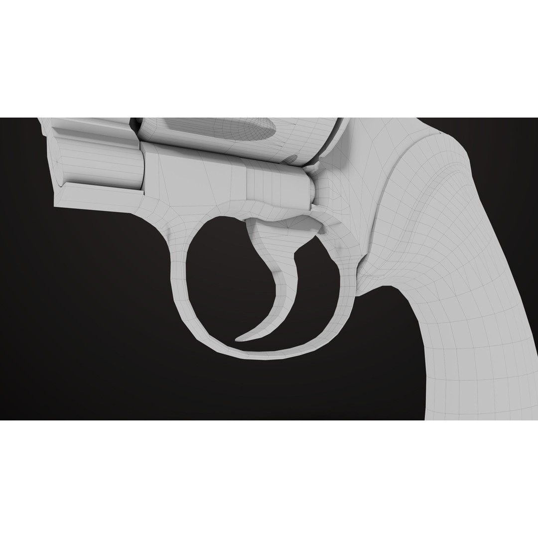 Colt Python Revolver 3D Model – Medium Silver Low Poly PBR Asset - View 24