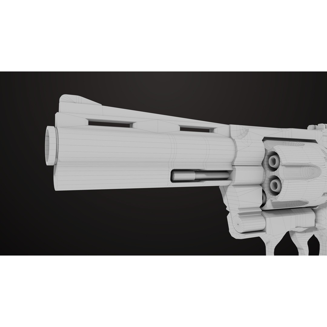 Colt Python Revolver 3D Model – Medium Silver Low Poly PBR Asset - View 25