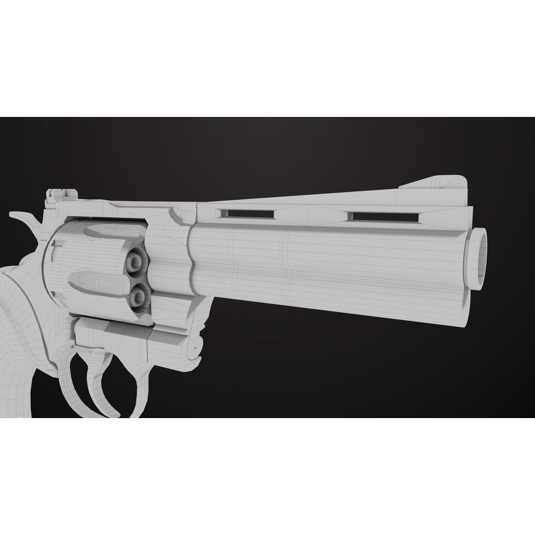 Colt Python Revolver 3D Model – Medium Silver Low Poly PBR Asset - View 26