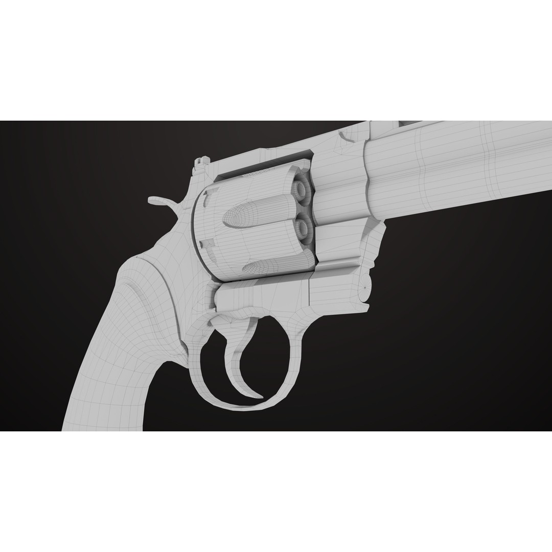 Colt Python Revolver 3D Model – Medium Silver Low Poly PBR Asset - View 27