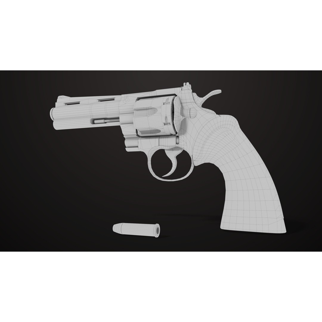 Colt Python Revolver 3D Model – Medium Silver Low Poly PBR Asset - View 29