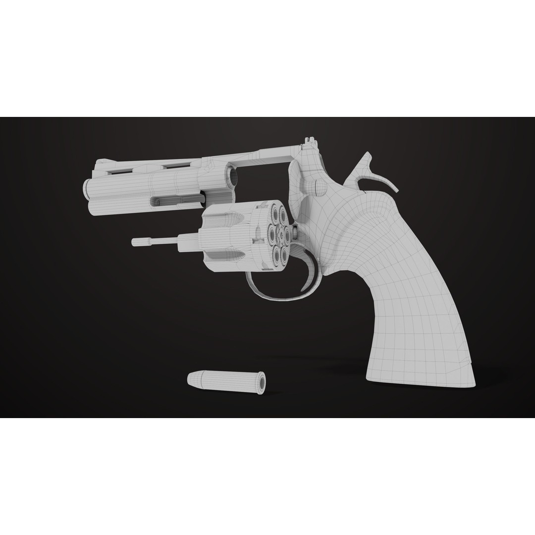 Colt Python Revolver 3D Model – Medium Silver Low Poly PBR Asset - View 30