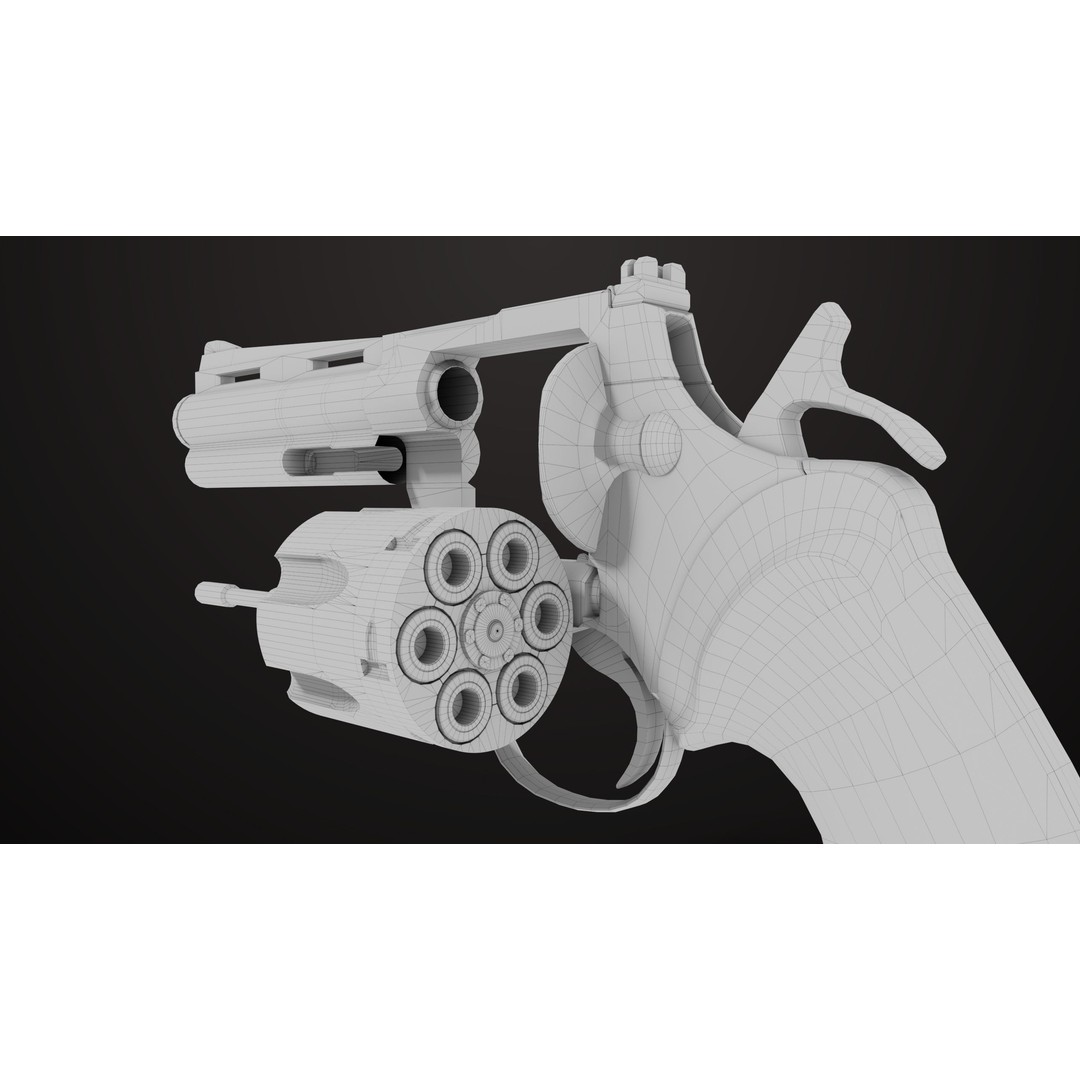 Colt Python Revolver 3D Model – Medium Silver Low Poly PBR Asset - View 31