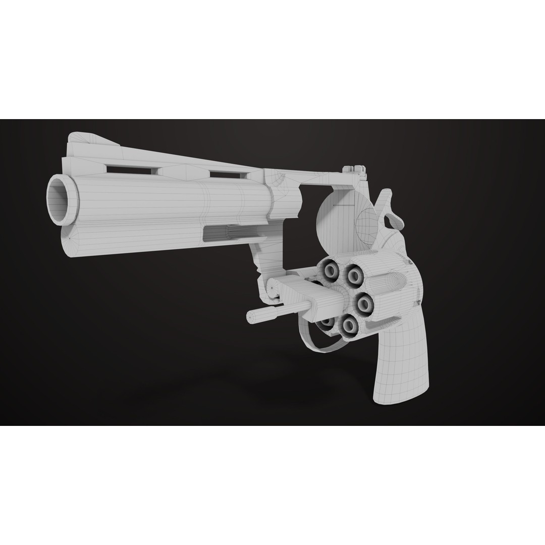Colt Python Revolver 3D Model – Medium Silver Low Poly PBR Asset - View 32