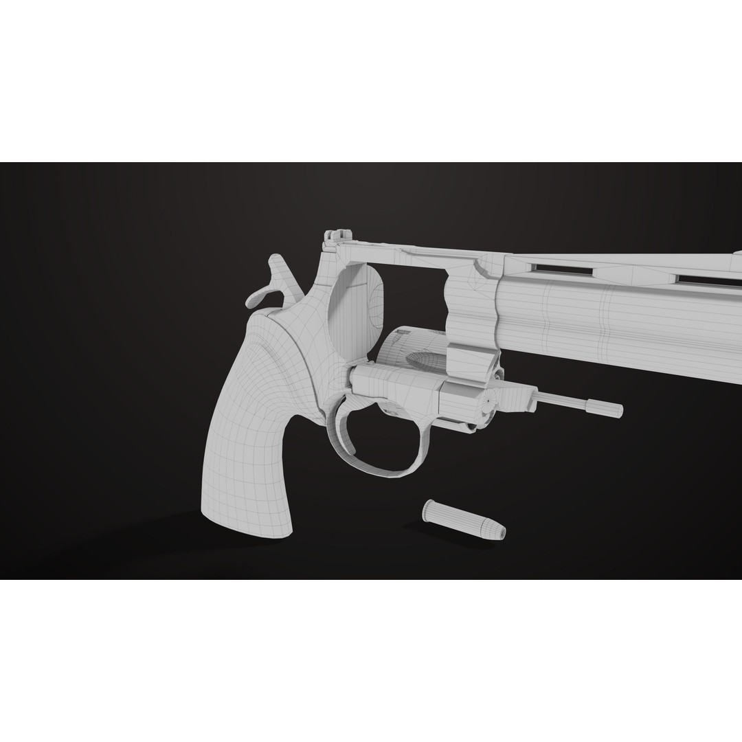 Colt Python Revolver 3D Model – Medium Silver Low Poly PBR Asset - View 33