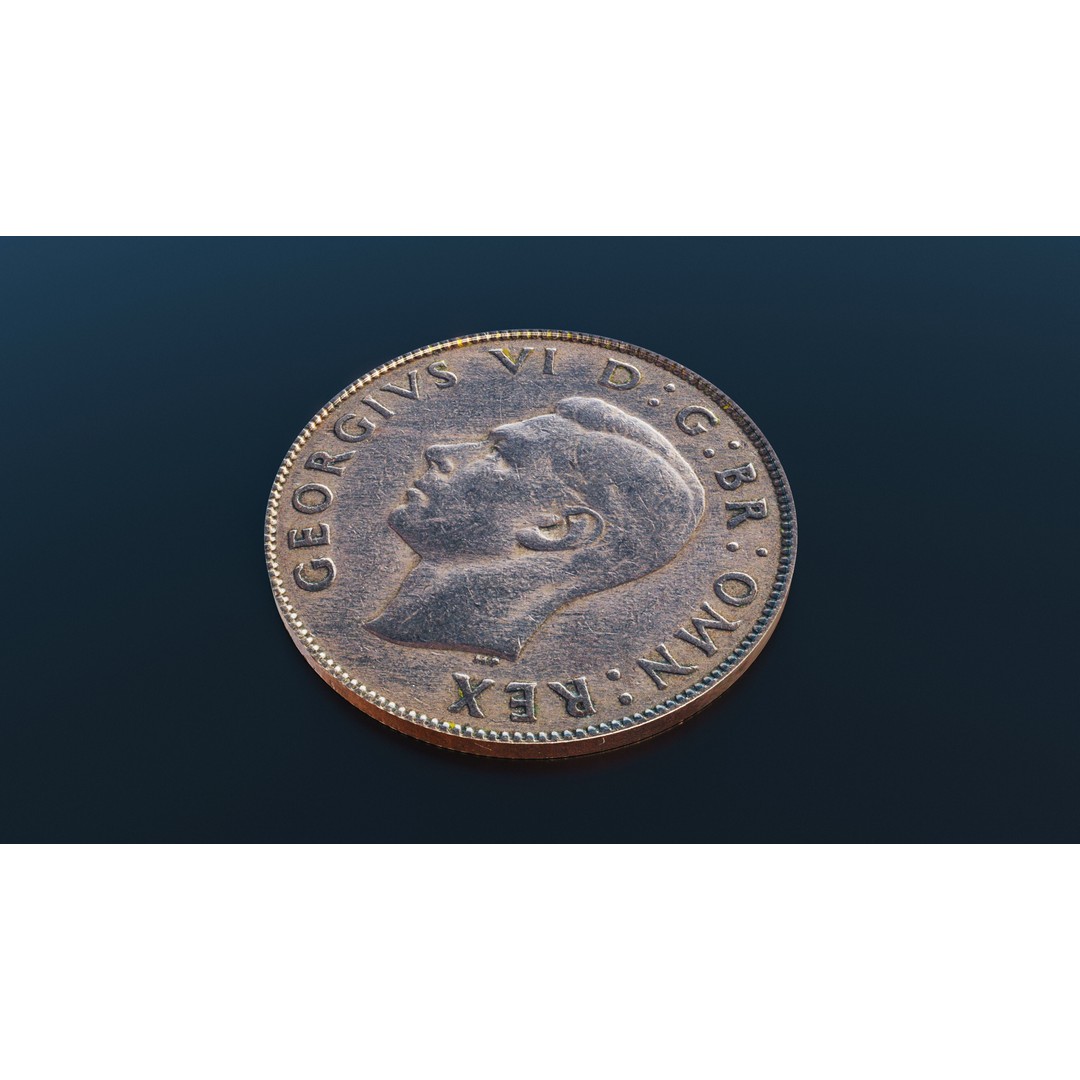 British Two Shillings Coin 3D Model – Low Poly PBR Asset, FBX - View 4