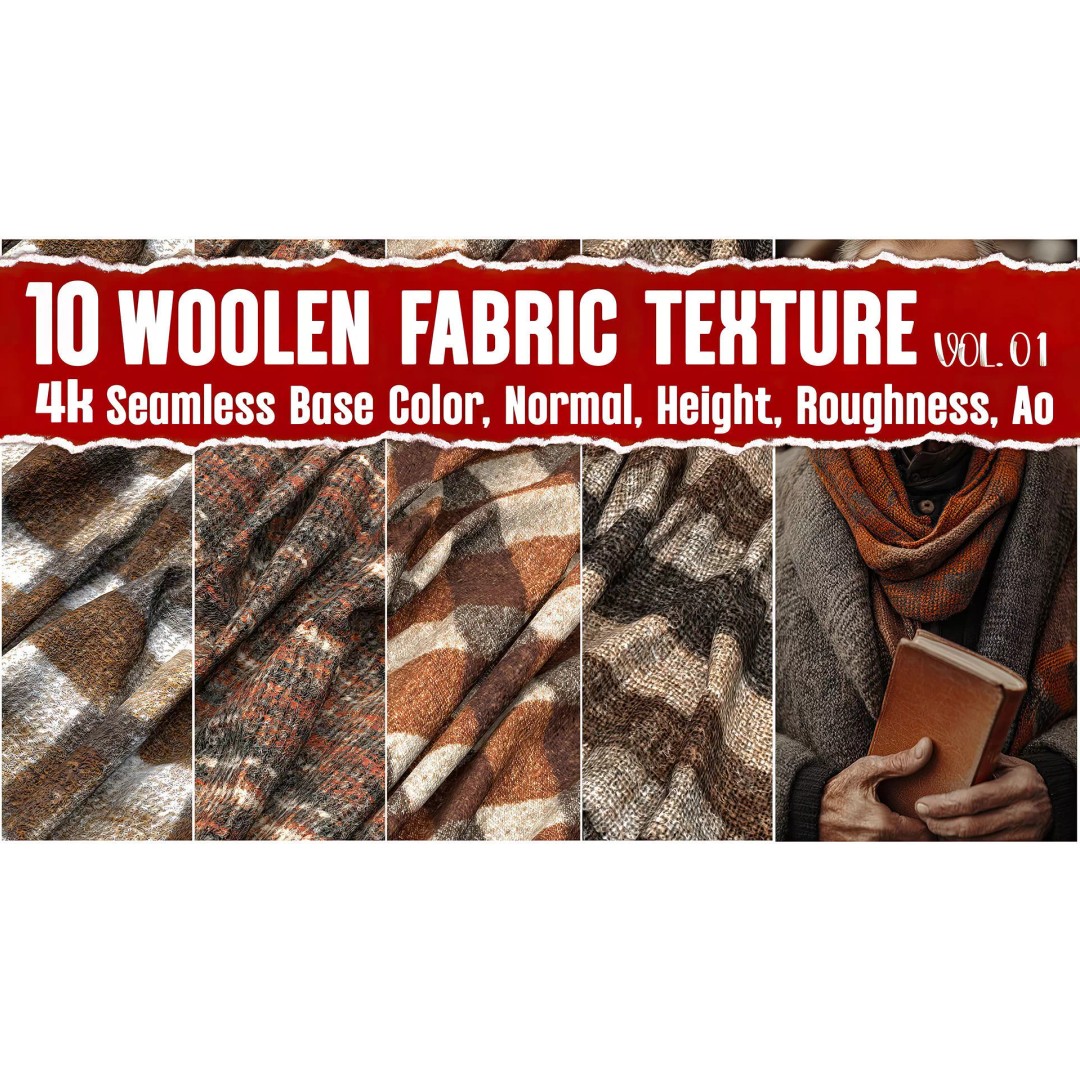 Woolen Fabric 3D Model – PBR Seamless Textures, 4K PNG - View 2