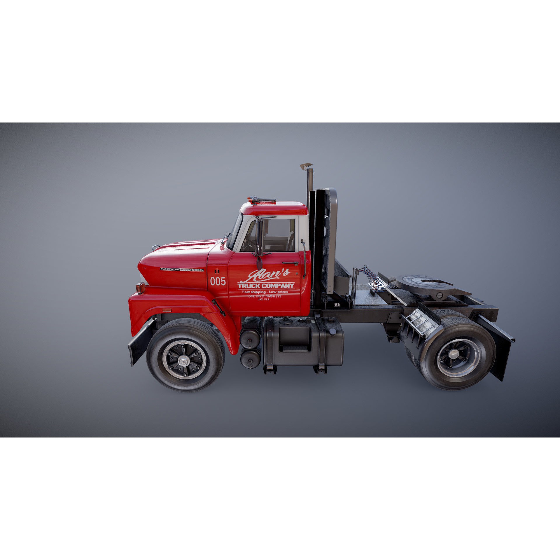 International Fleetstar Daycab - Low-Poly Game-Ready 3D Model - View 21