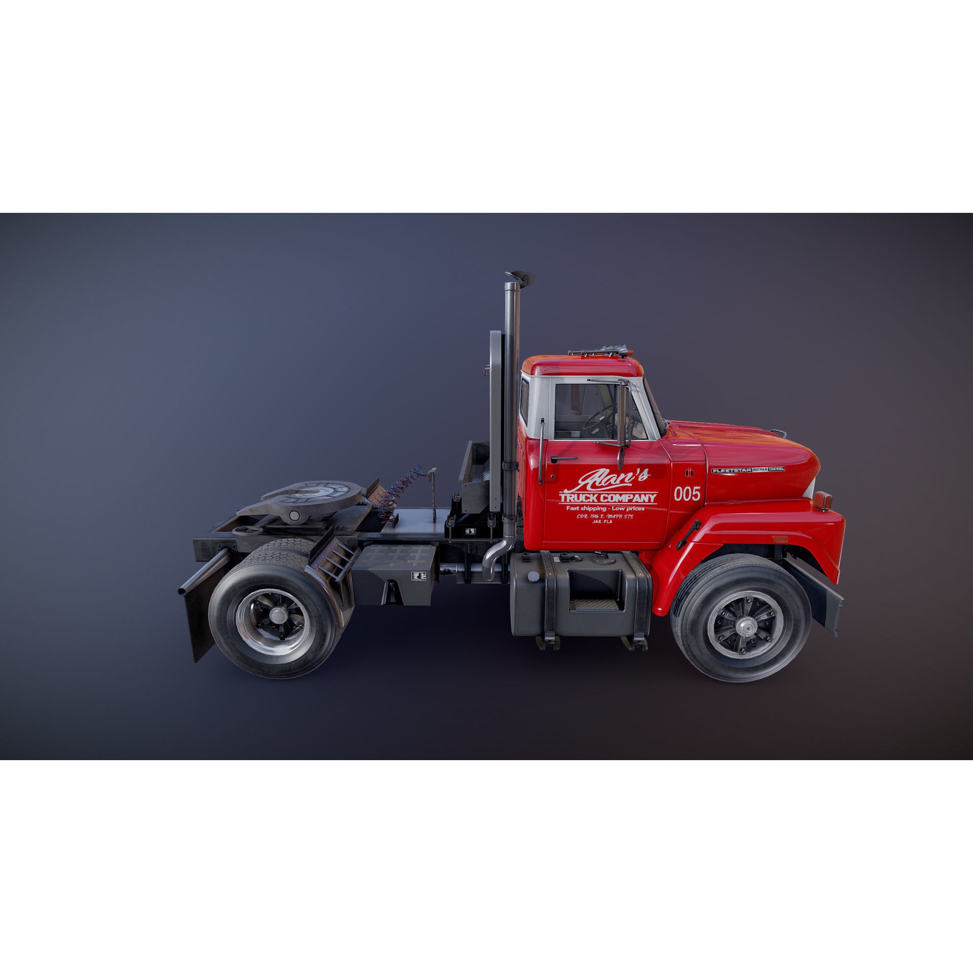 International Fleetstar Daycab - Low-Poly Game-Ready 3D Model - View 22