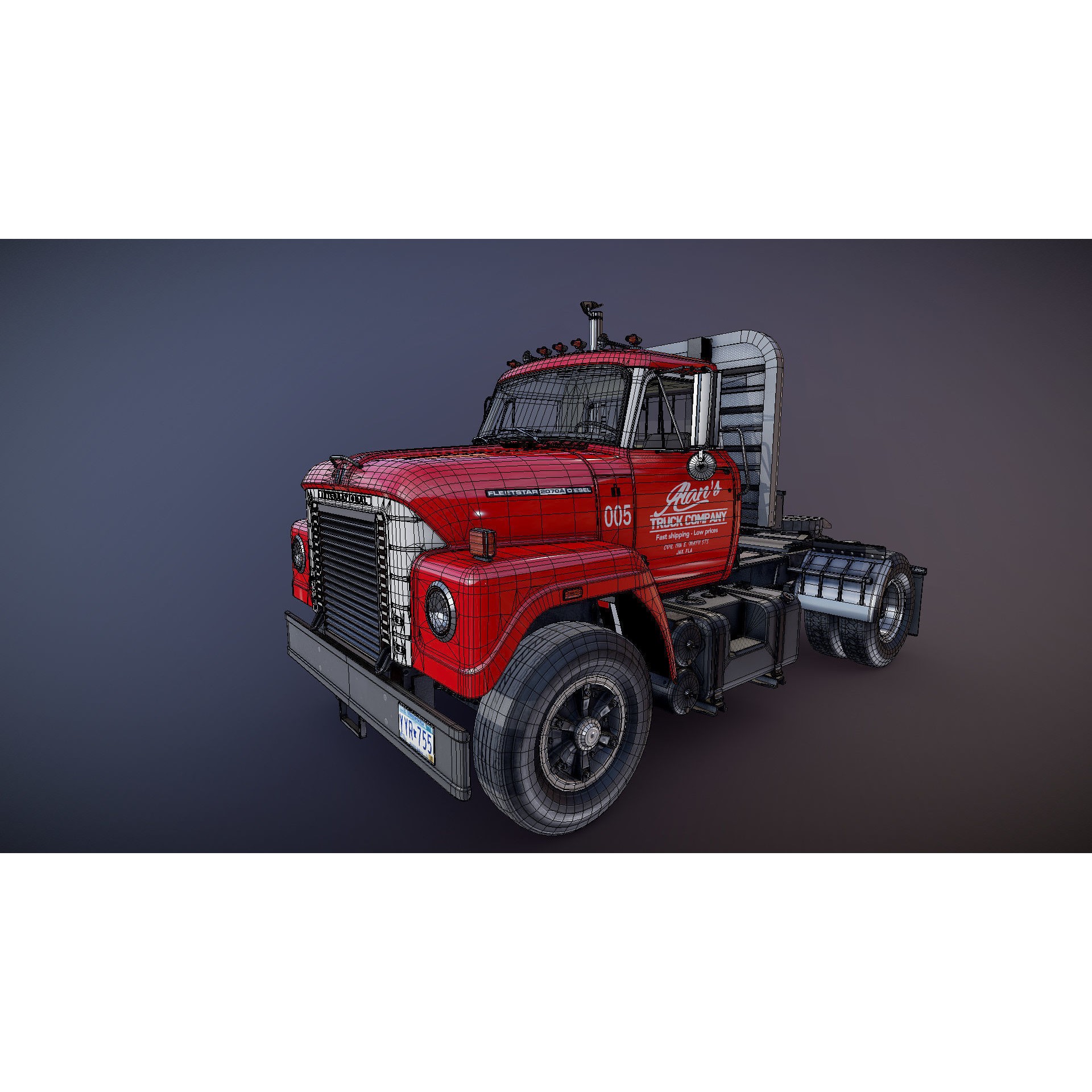 International Fleetstar Daycab - Low-Poly Game-Ready 3D Model - View 27