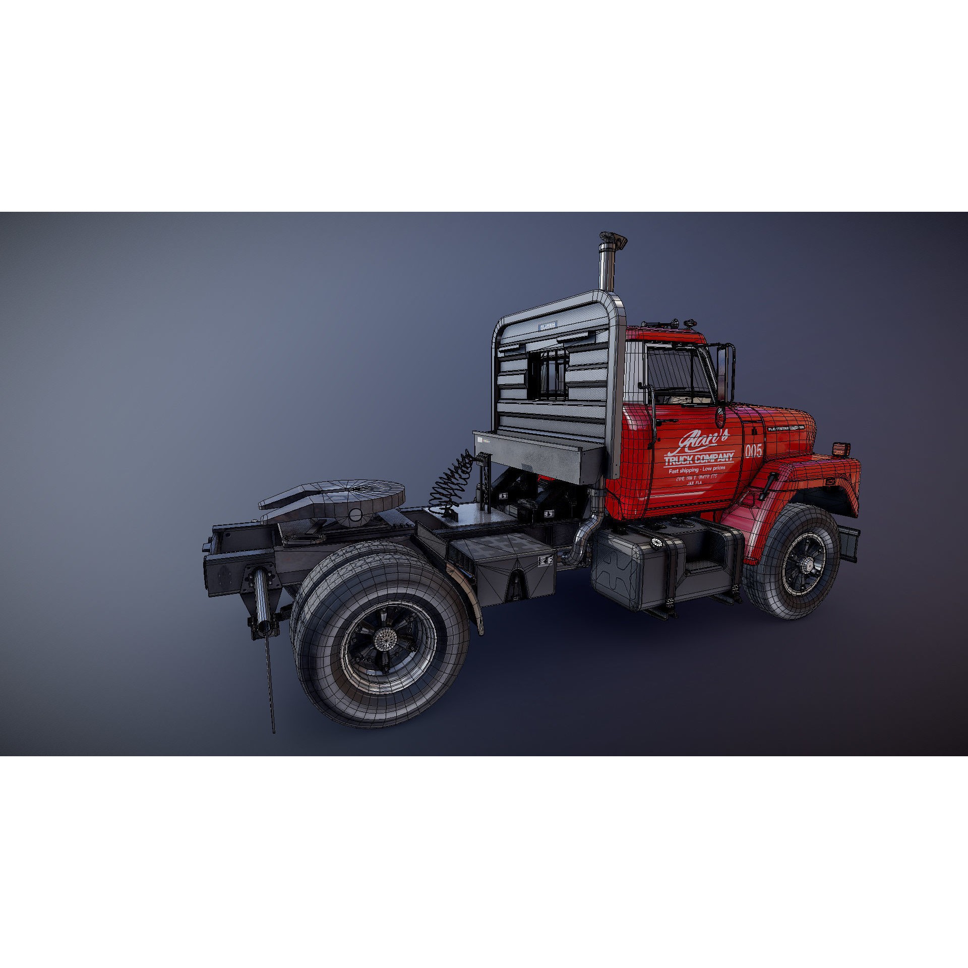 International Fleetstar Daycab - Low-Poly Game-Ready 3D Model - View 28