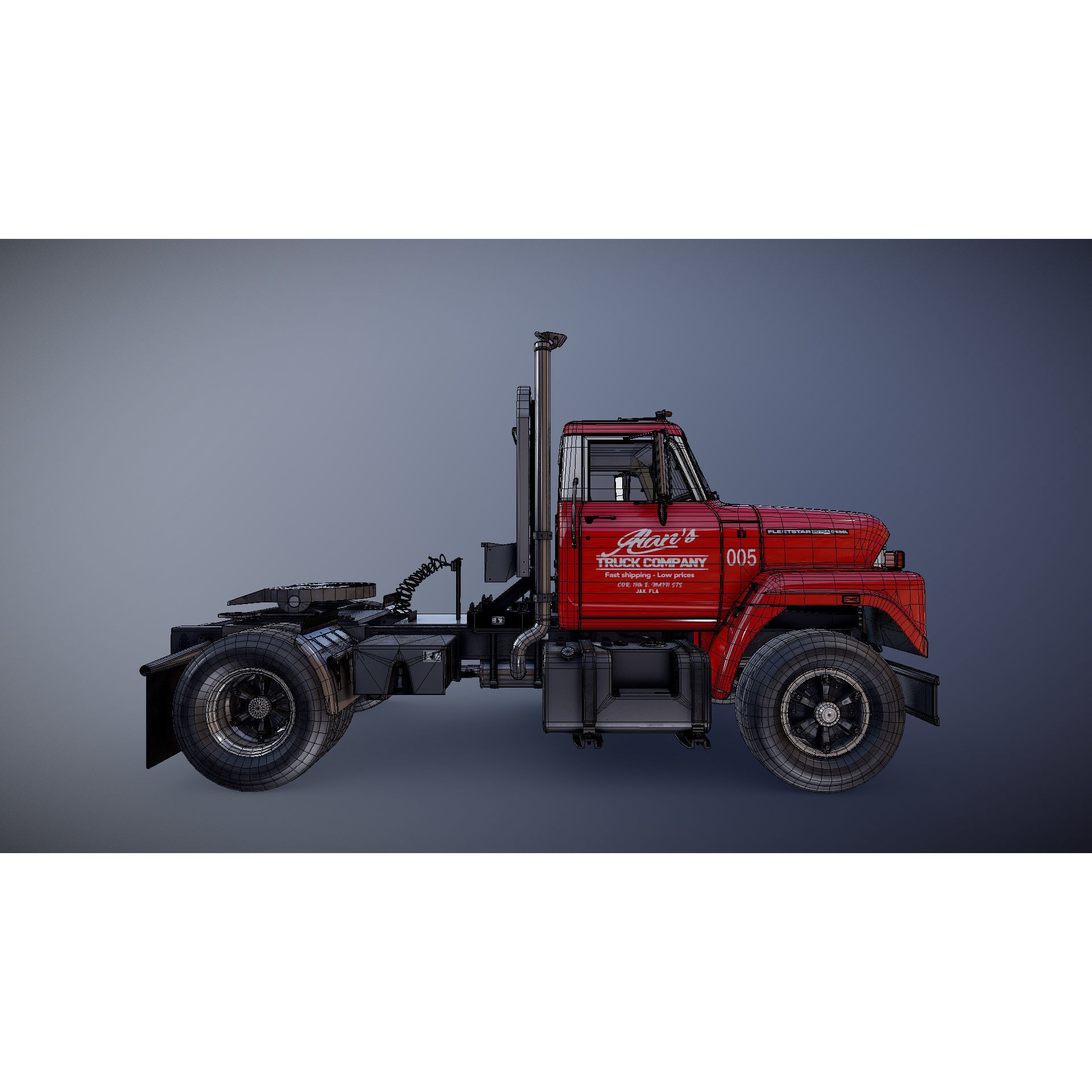 International Fleetstar Daycab - Low-Poly Game-Ready 3D Model - View 29