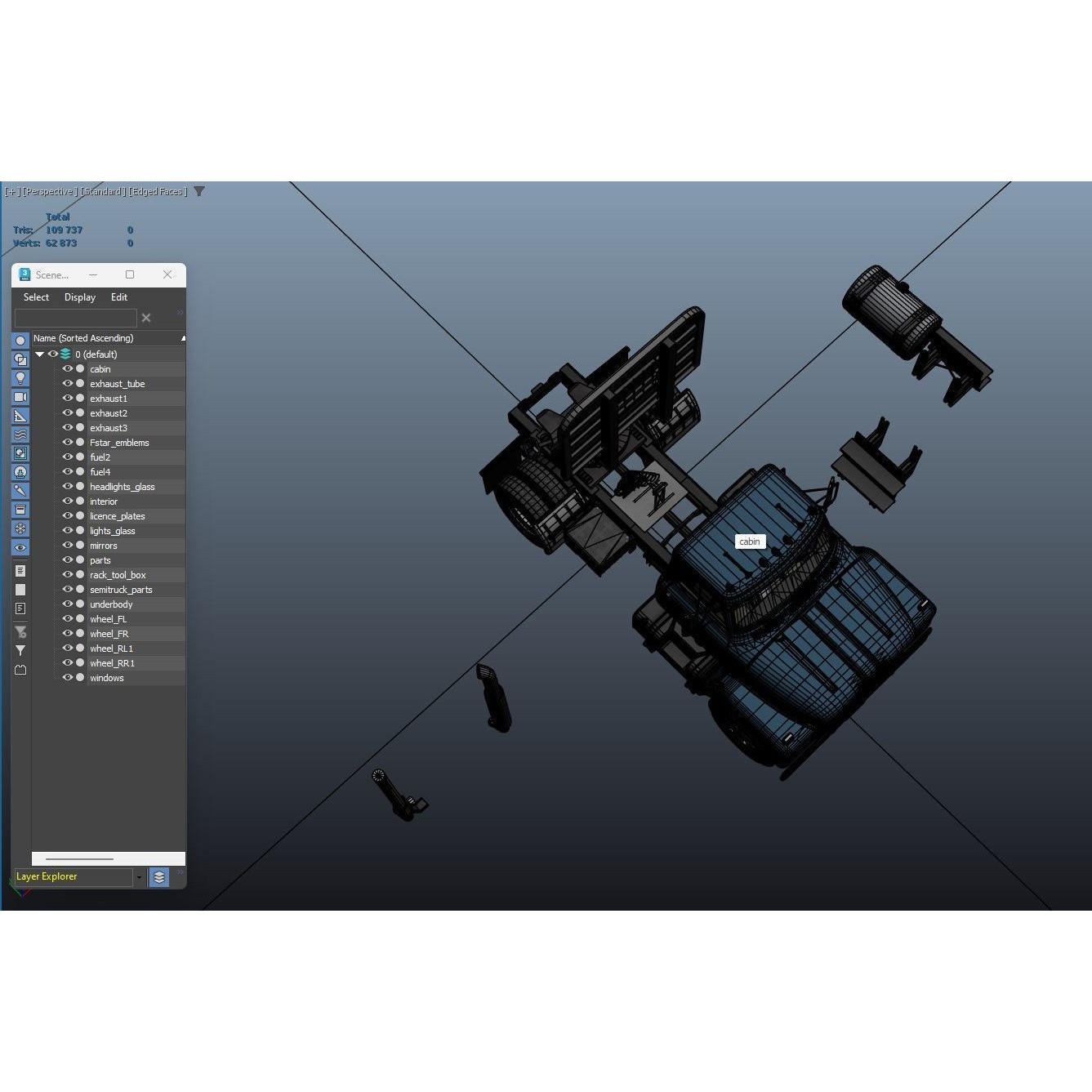 International Fleetstar Daycab - Low-Poly Game-Ready 3D Model - View 35