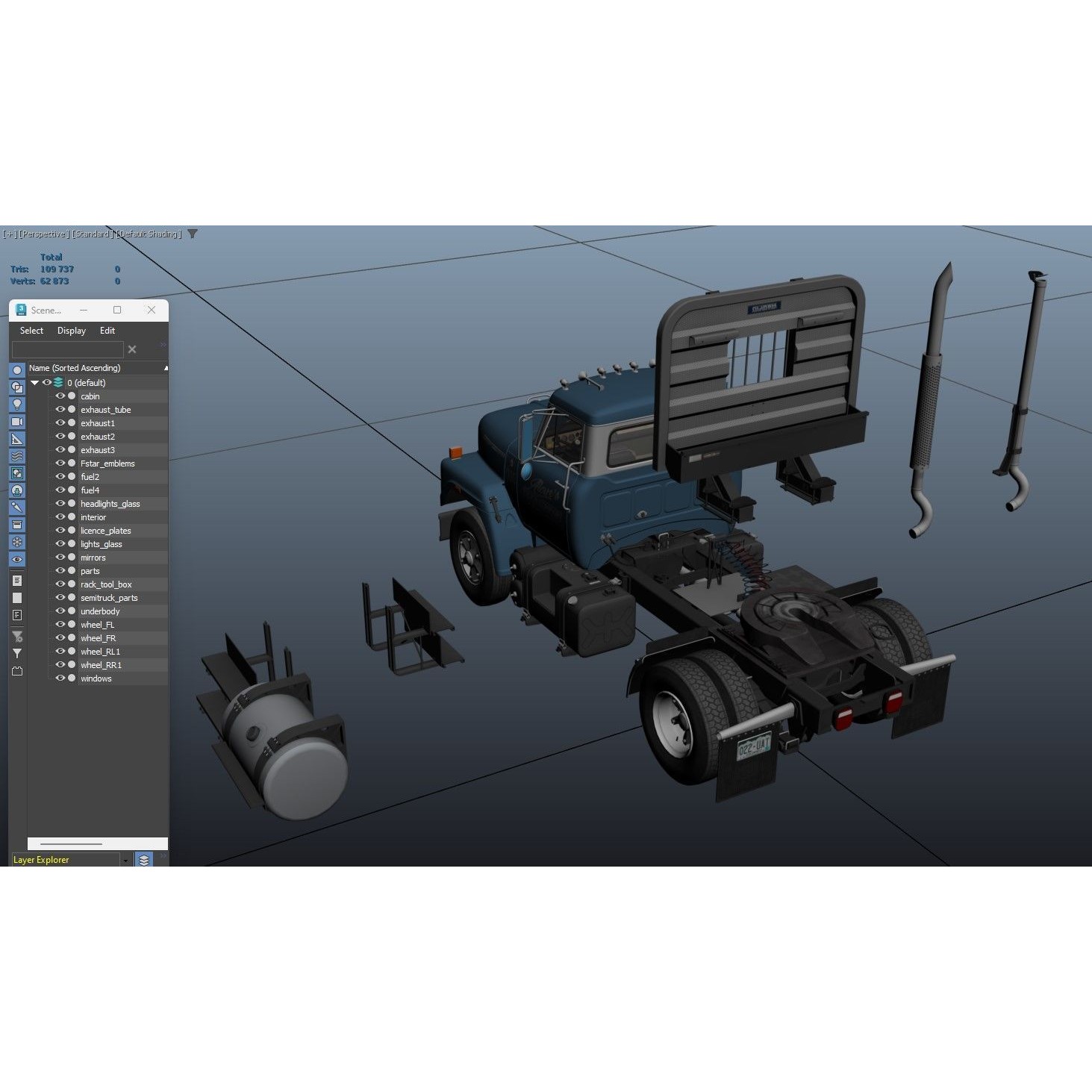 International Fleetstar Daycab - Low-Poly Game-Ready 3D Model - View 36