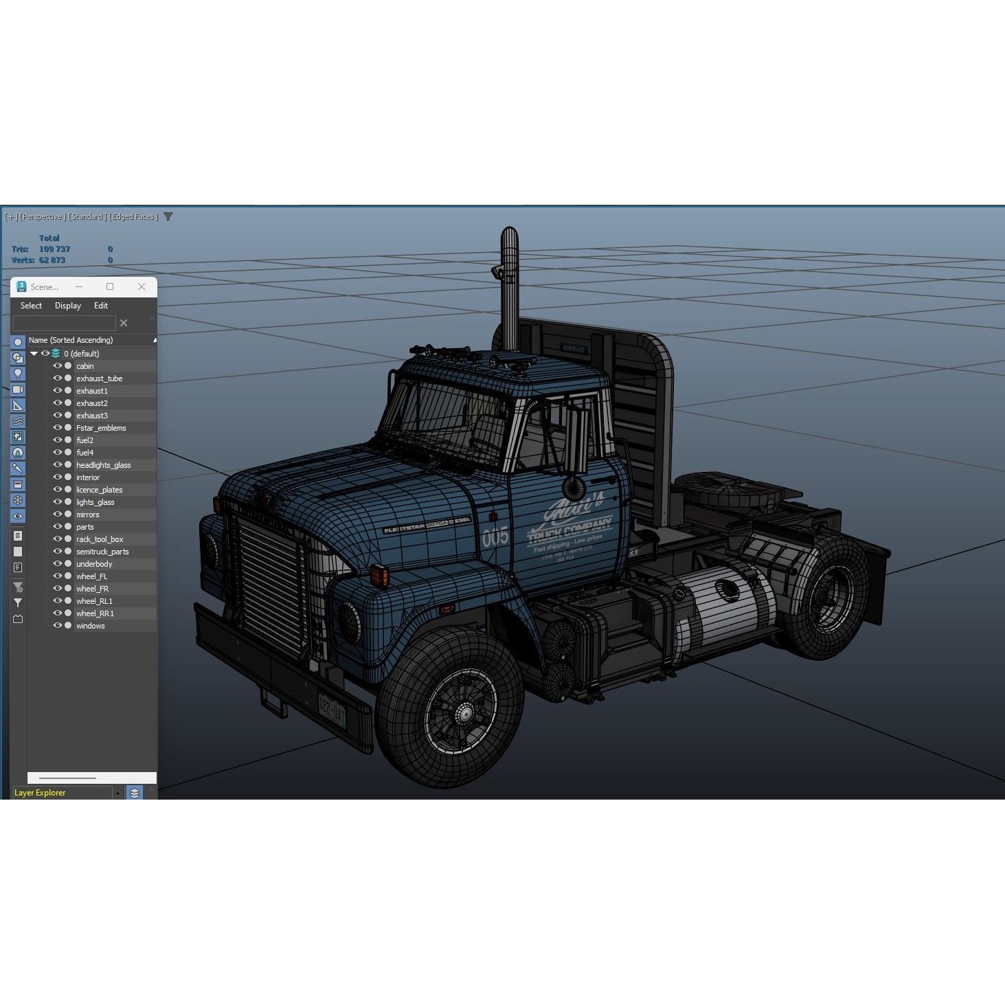 International Fleetstar Daycab - Low-Poly Game-Ready 3D Model - View 37