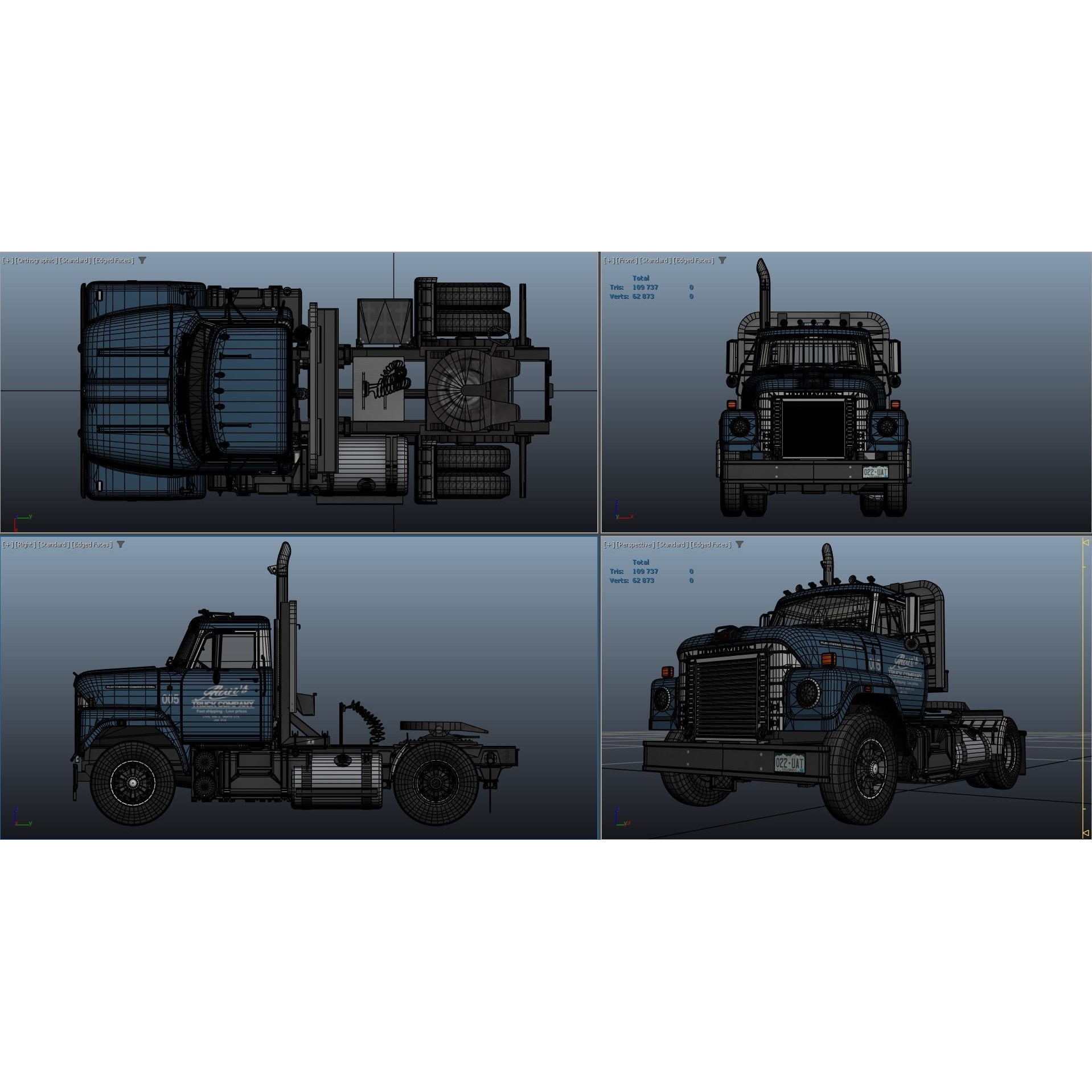 International Fleetstar Daycab - Low-Poly Game-Ready 3D Model - View 38