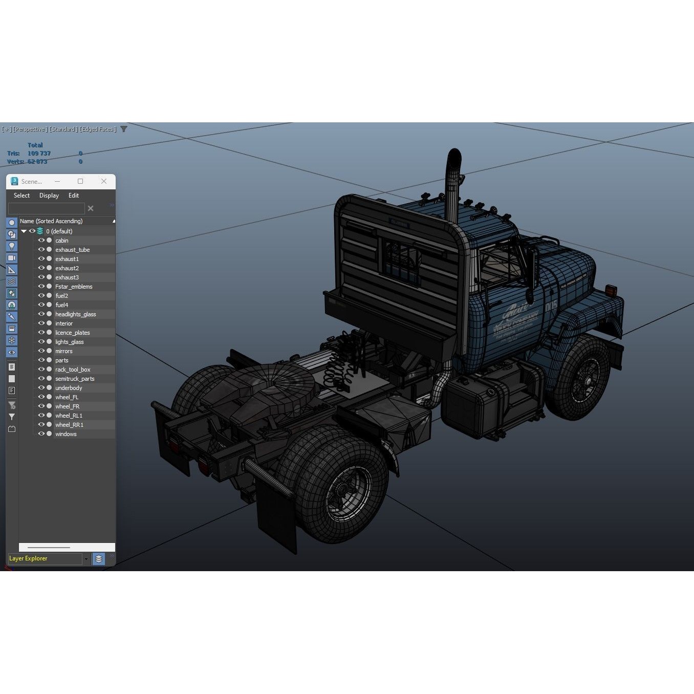 International Fleetstar Daycab - Low-Poly Game-Ready 3D Model - View 39