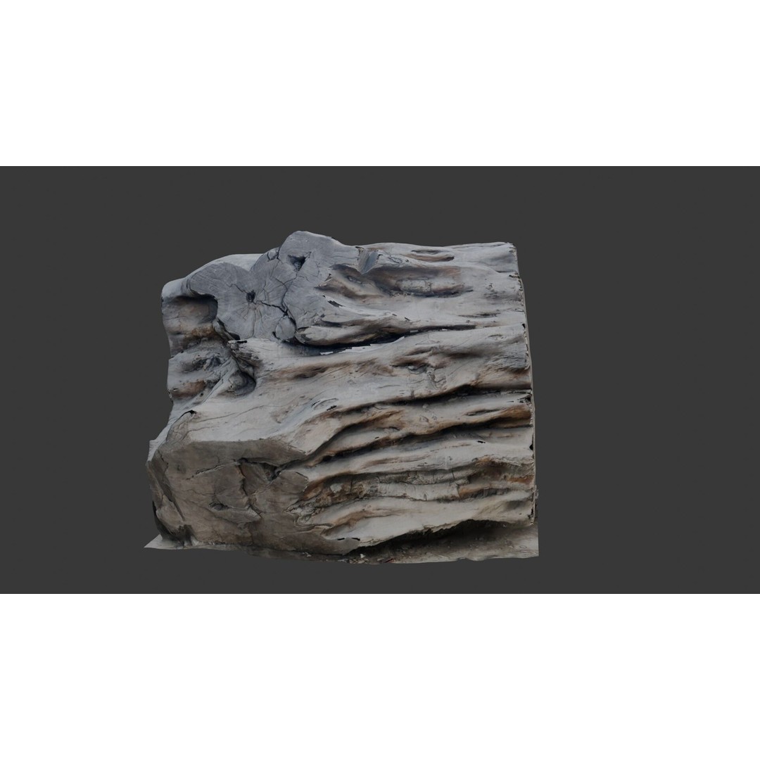 Weathered Wood Block 3D Model – Low Poly PBR Scan for Games, FBX - View 3