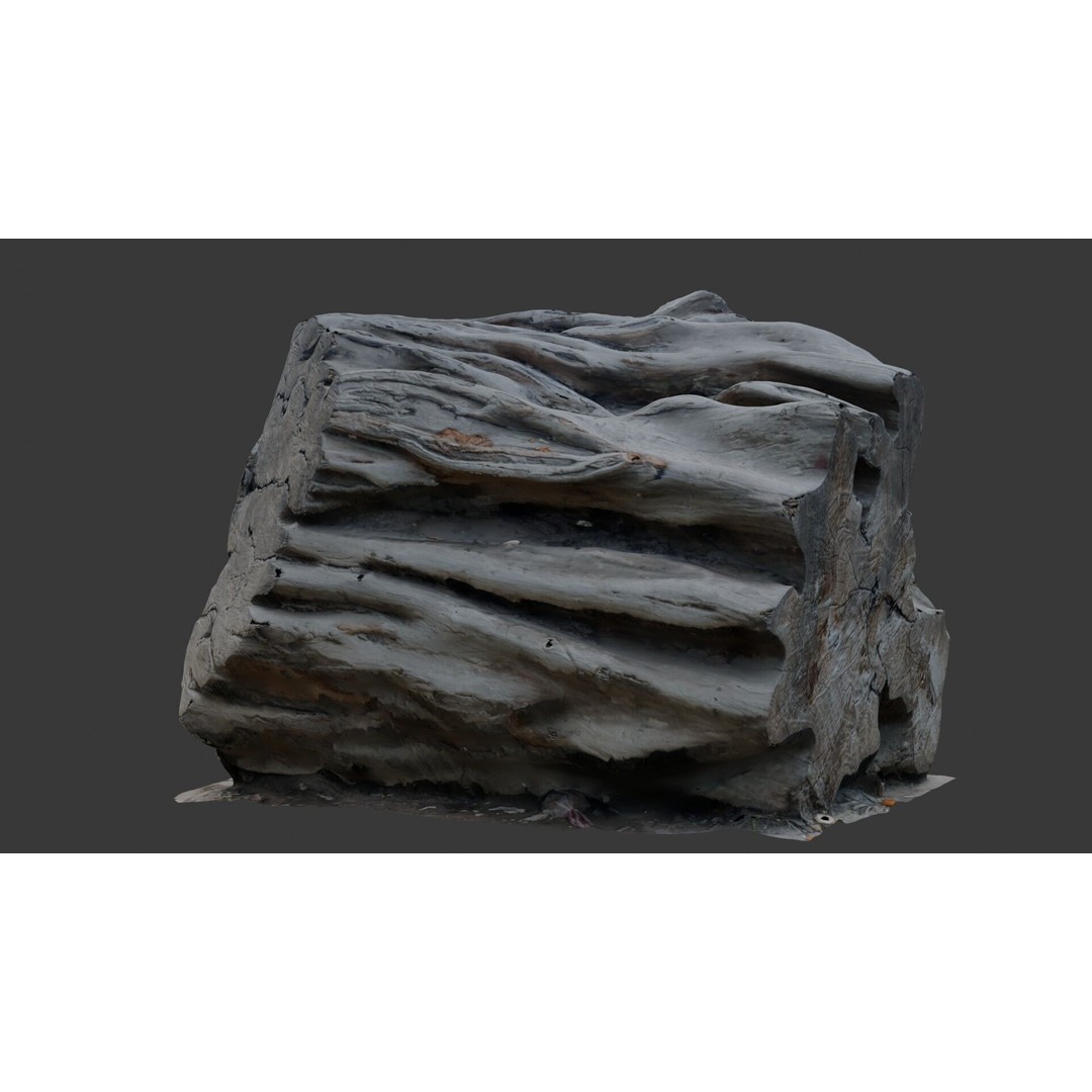 Weathered Wood Block 3D Model – Low Poly PBR Scan for Games, FBX - View 8