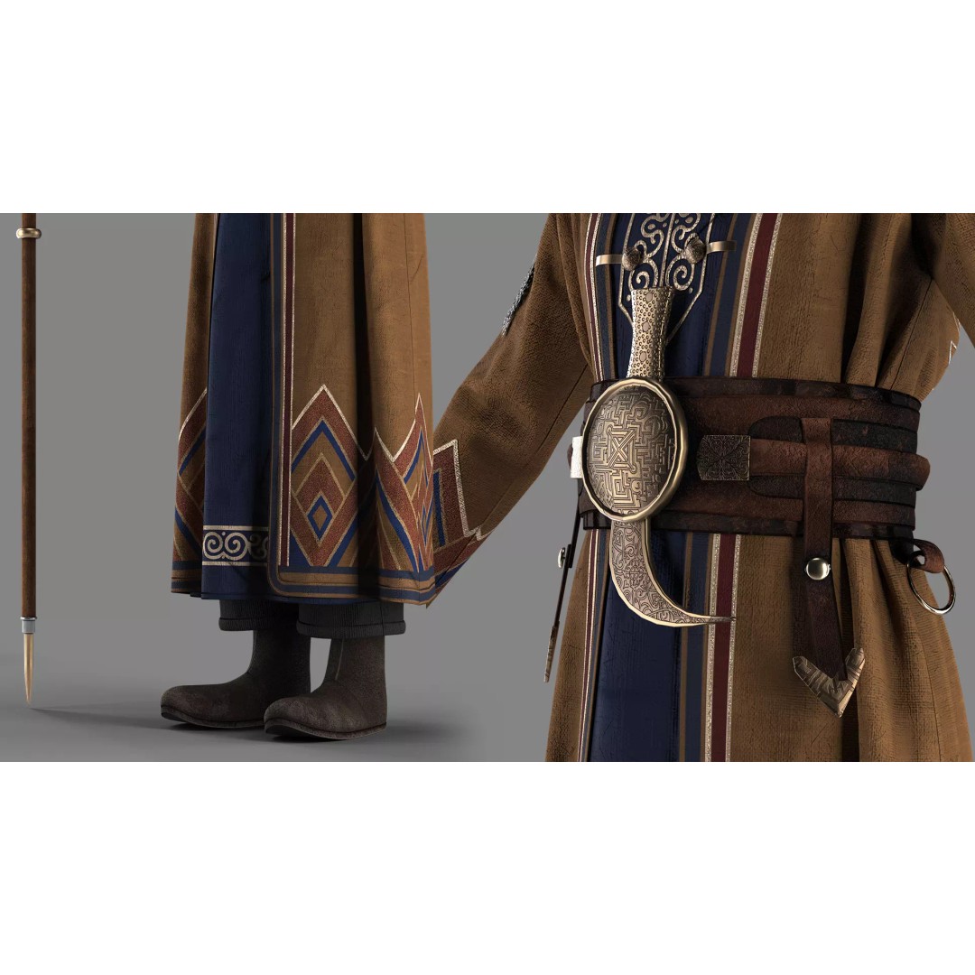Arabic Tribal Leader Outfit 3D Model – High Poly PBR Game Asset, OBJ/FBX