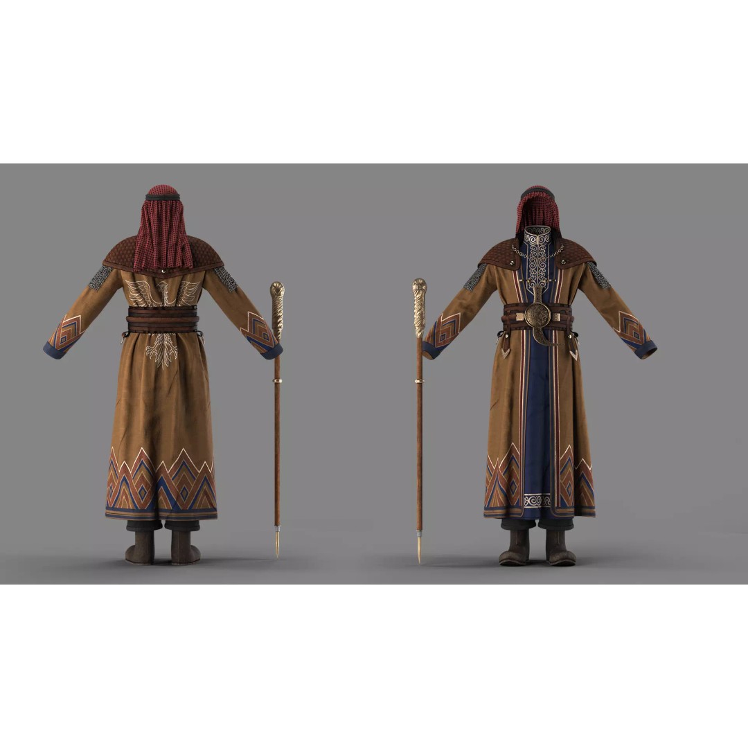 Arabic Tribal Leader Outfit 3D Model – High Poly PBR Game Asset, OBJ/FBX - View 3
