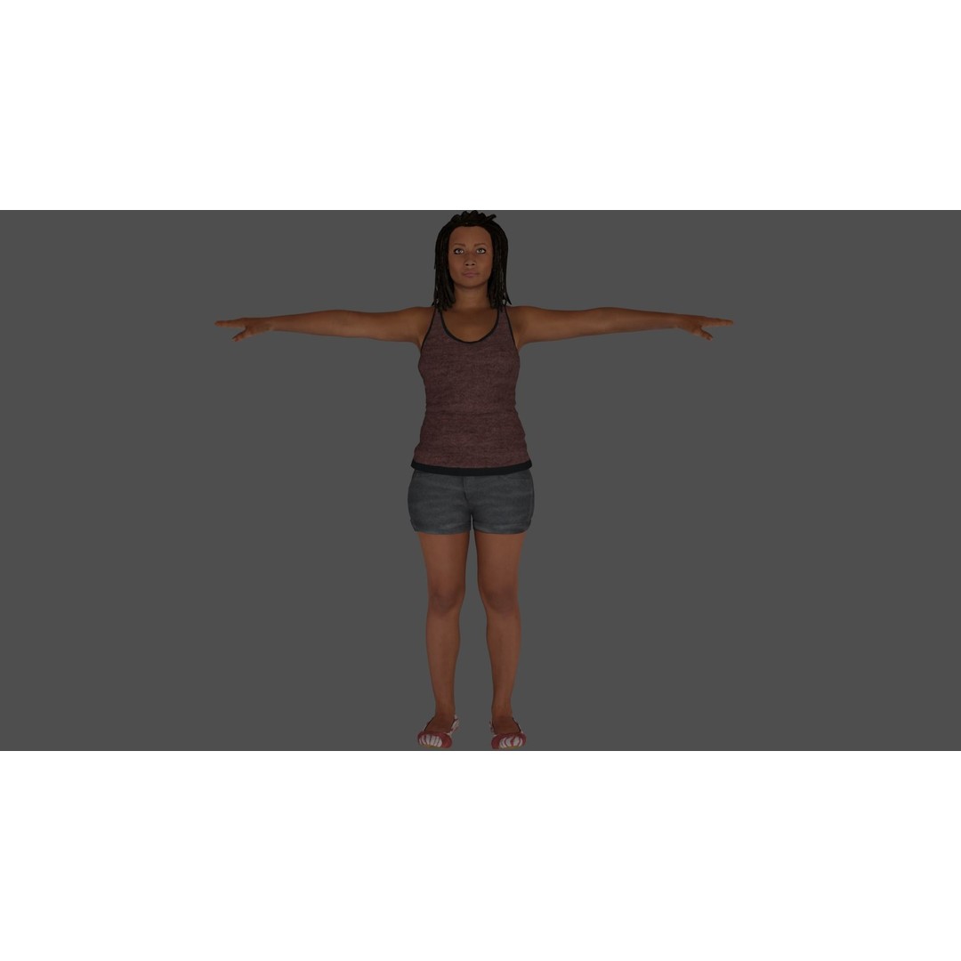 Rigged Female Character 3D Model – High Poly Game-Ready Asset, FBX - View 3