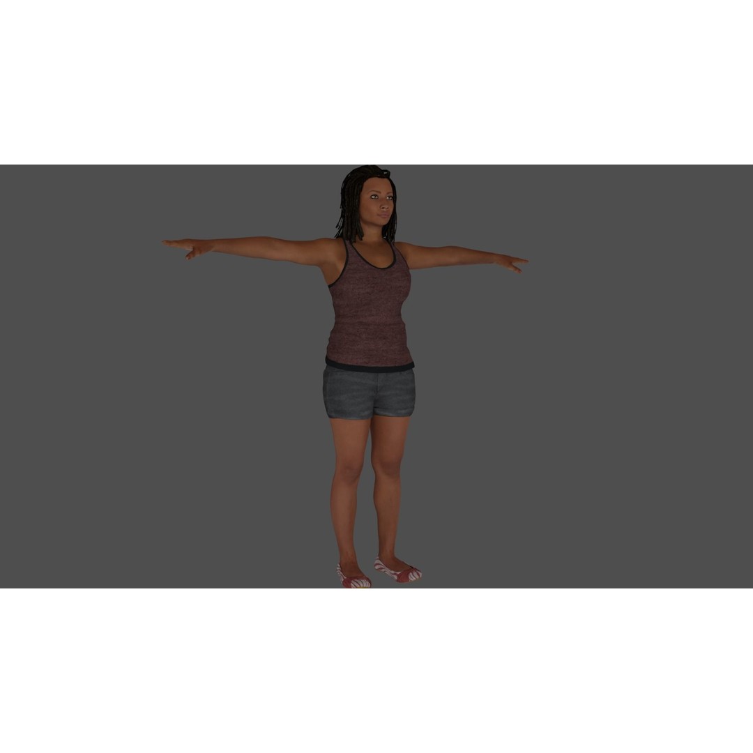 Rigged Female Character 3D Model – High Poly Game-Ready Asset, FBX - View 4