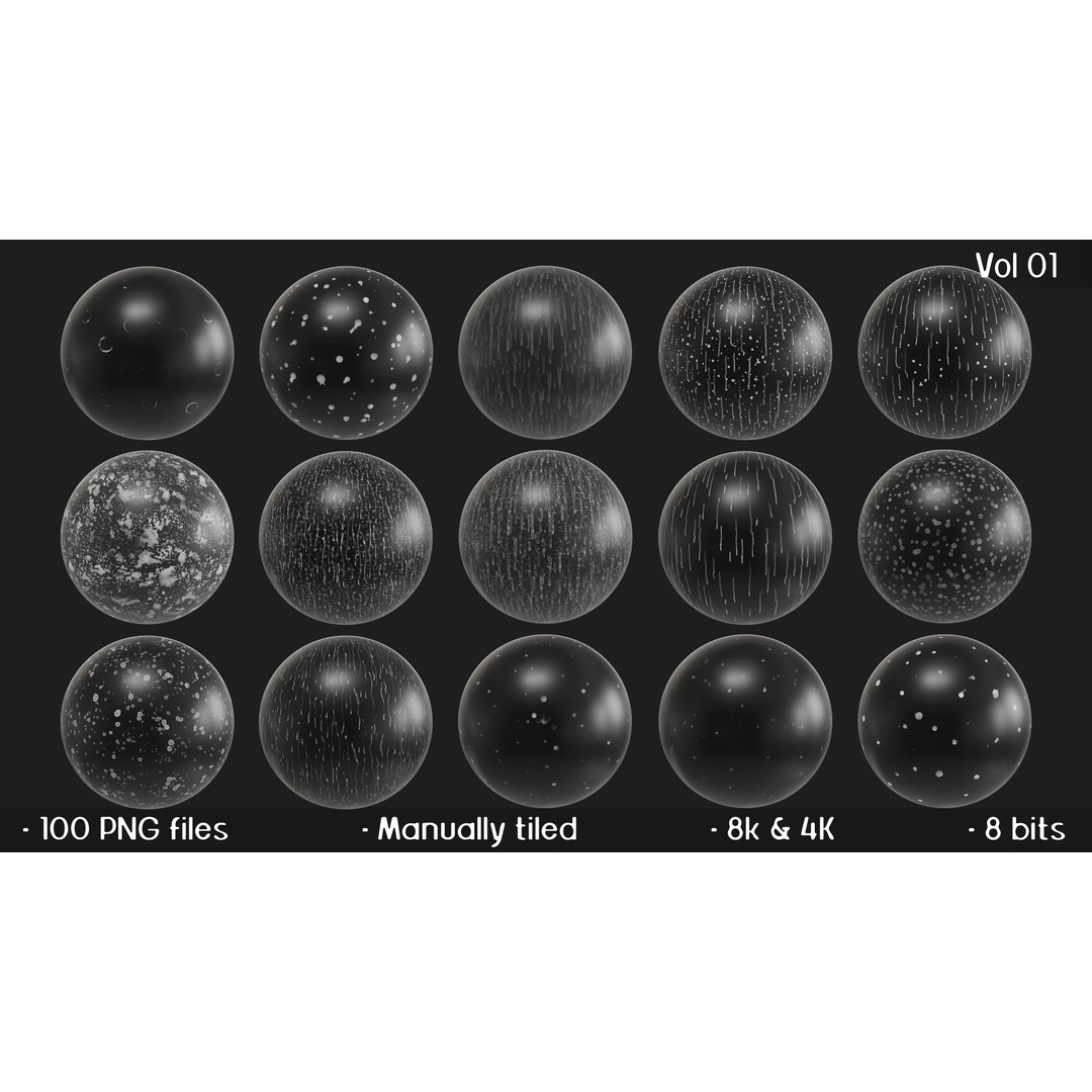 High Quality Surface Imperfections Textures 3D Model – 100 Seamless Grayscale Maps - View 10