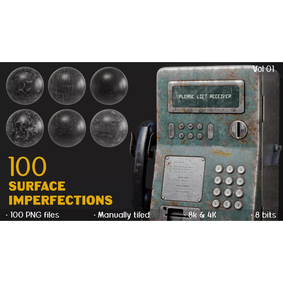 High Quality Surface Imperfections Textures 3D Model – 100 Seamless Grayscale Maps - View 2