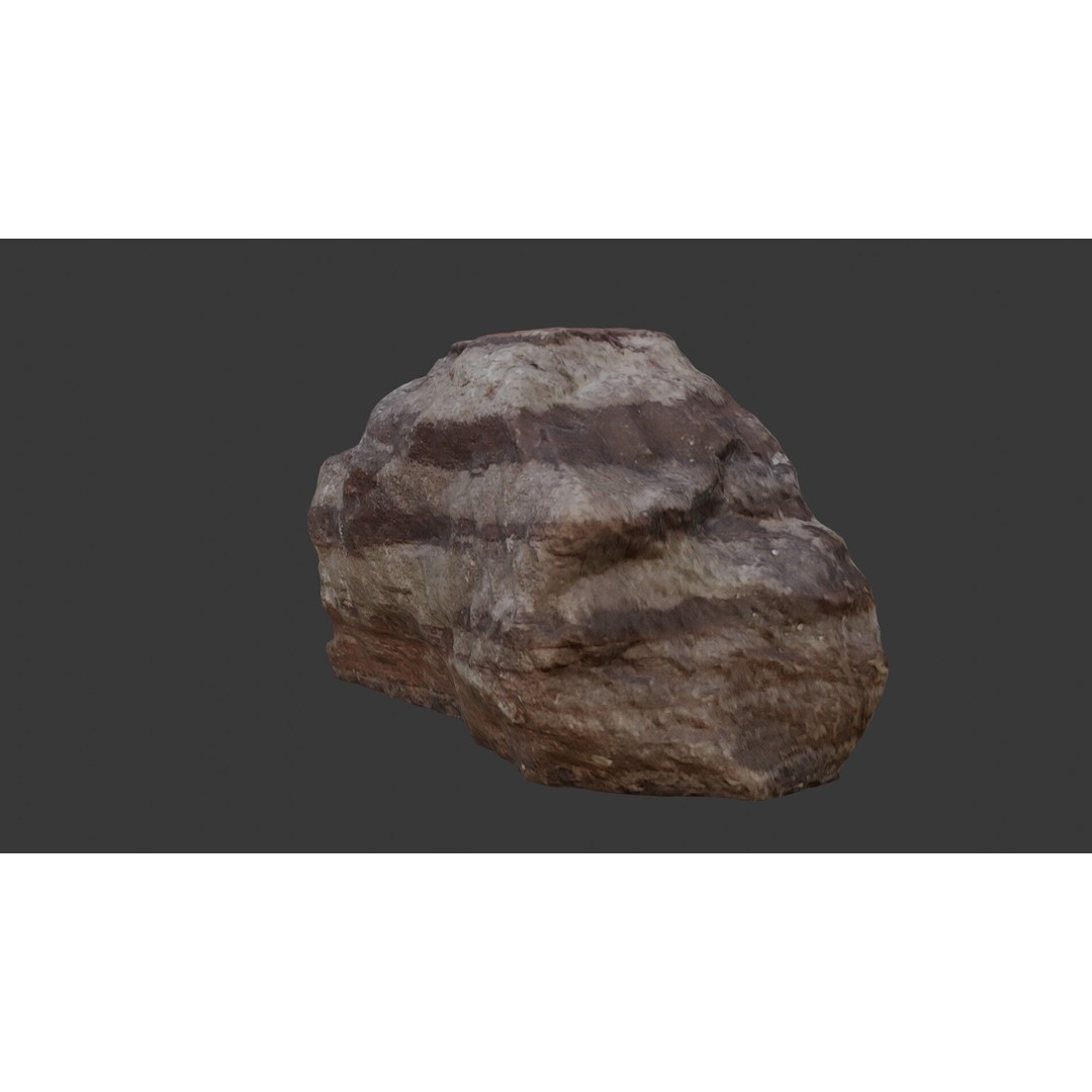 Layered Rock 3D Model – Realistic Low Poly Stone with 4K PBR Textures