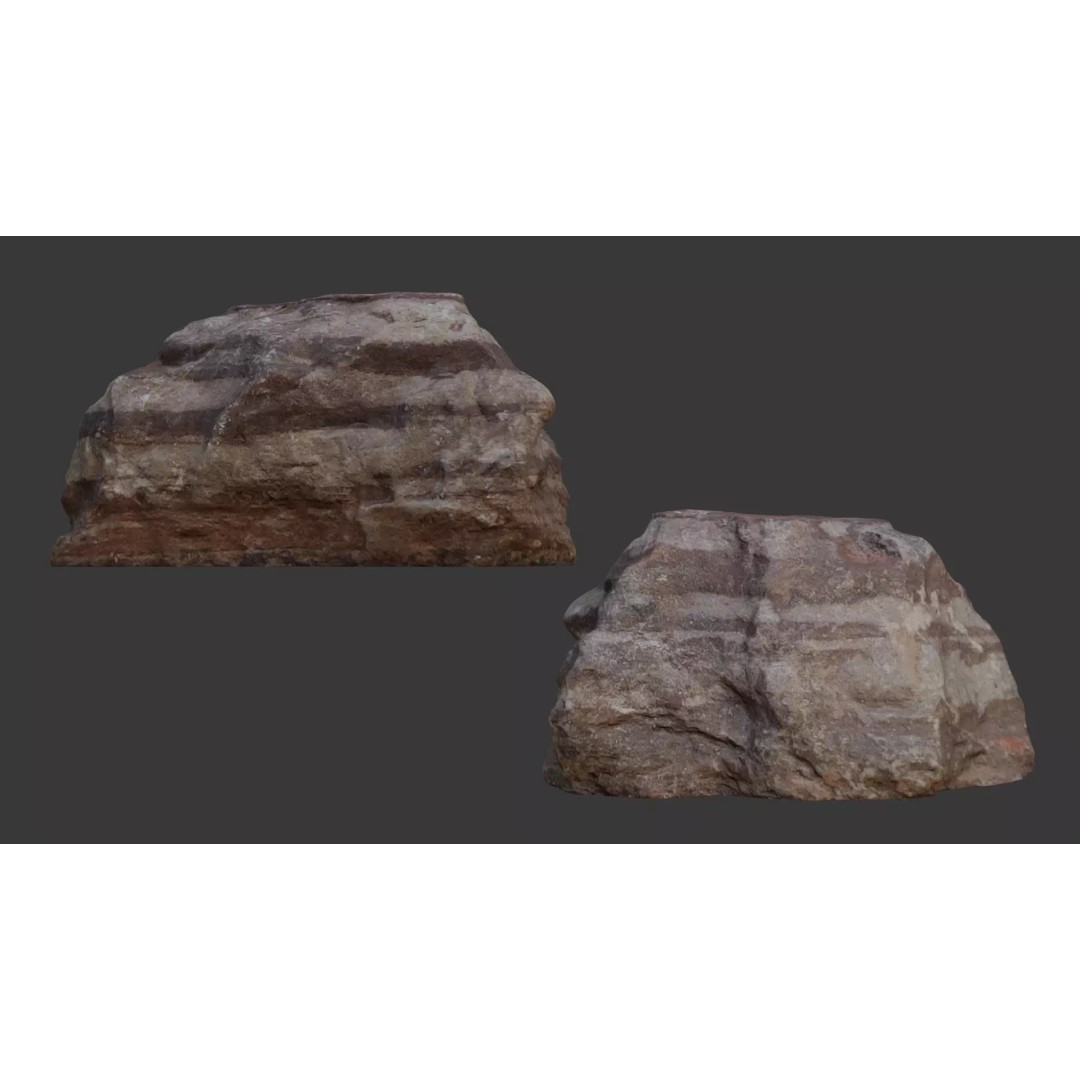 Layered Rock 3D Model – Realistic Low Poly Stone with 4K PBR Textures - View 2
