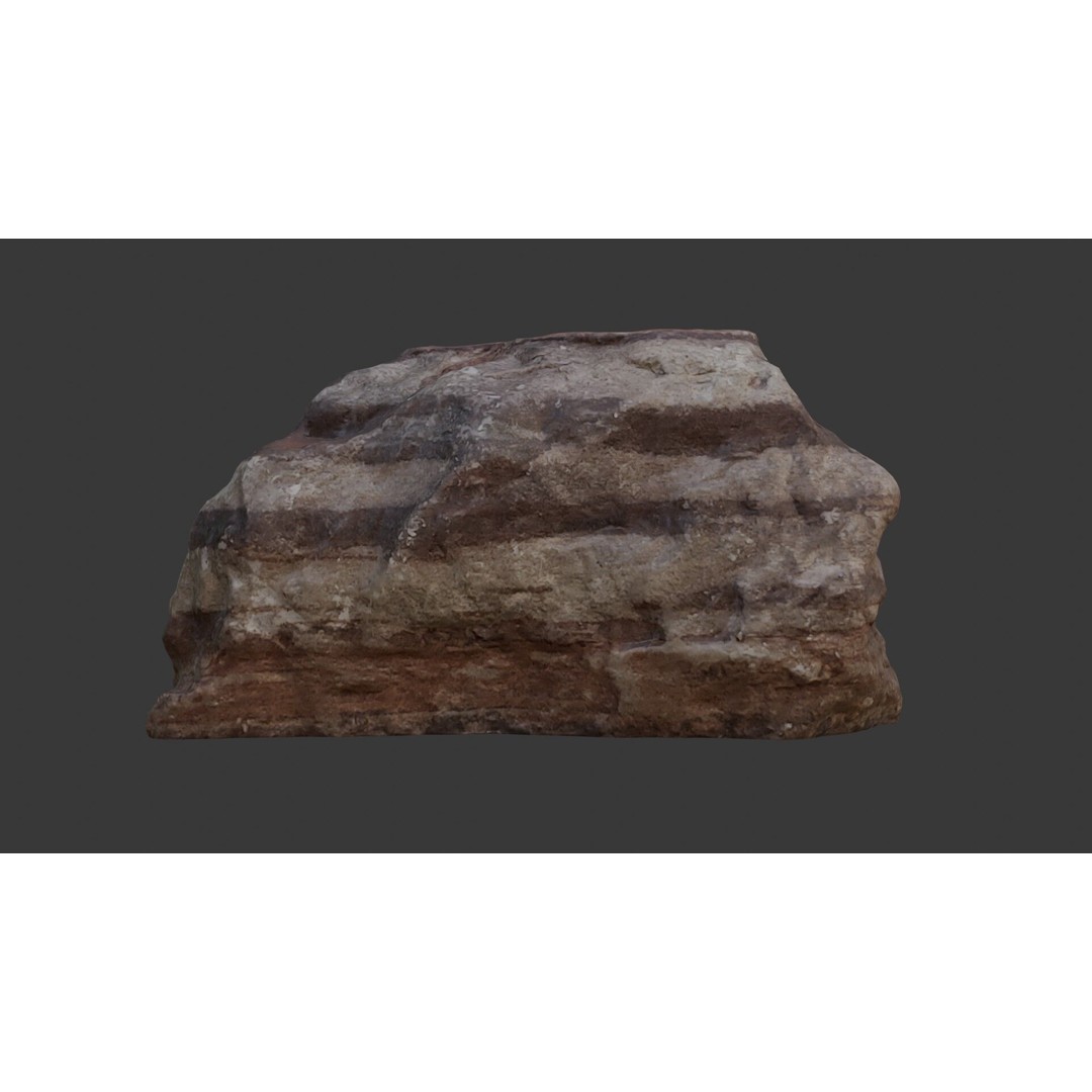 Layered Rock 3D Model – Realistic Low Poly Stone with 4K PBR Textures - View 3