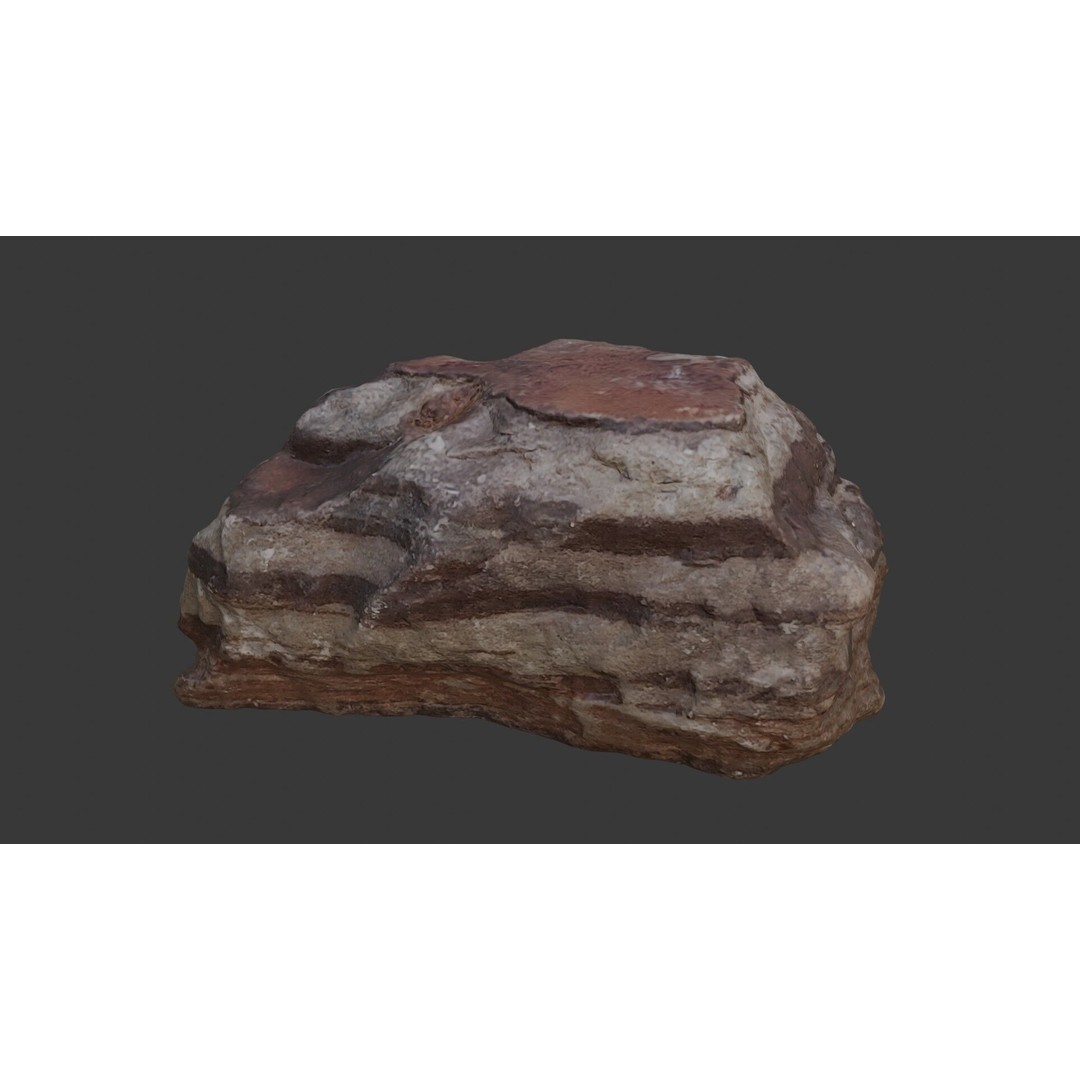 Layered Rock 3D Model – Realistic Low Poly Stone with 4K PBR Textures - View 5