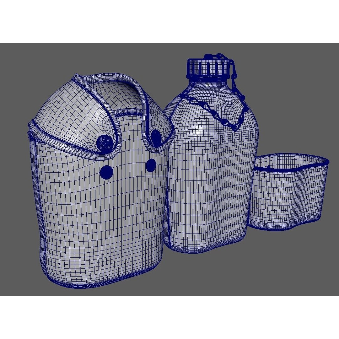 Military Water Bottle 3D Model – Low Poly PBR Asset, FBX - View 18